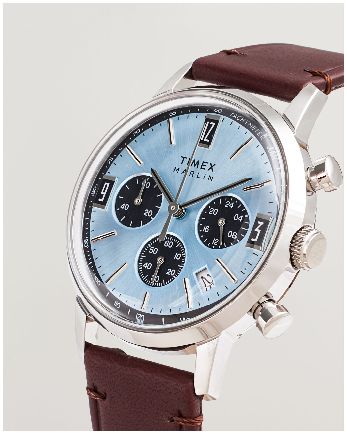 Herr | Timex Marlin Quartz Chronograph Leather 40mm Ice Blue Dial | Timex | Marlin Quartz Chronograph Leather 40mm Ice Blue Dial