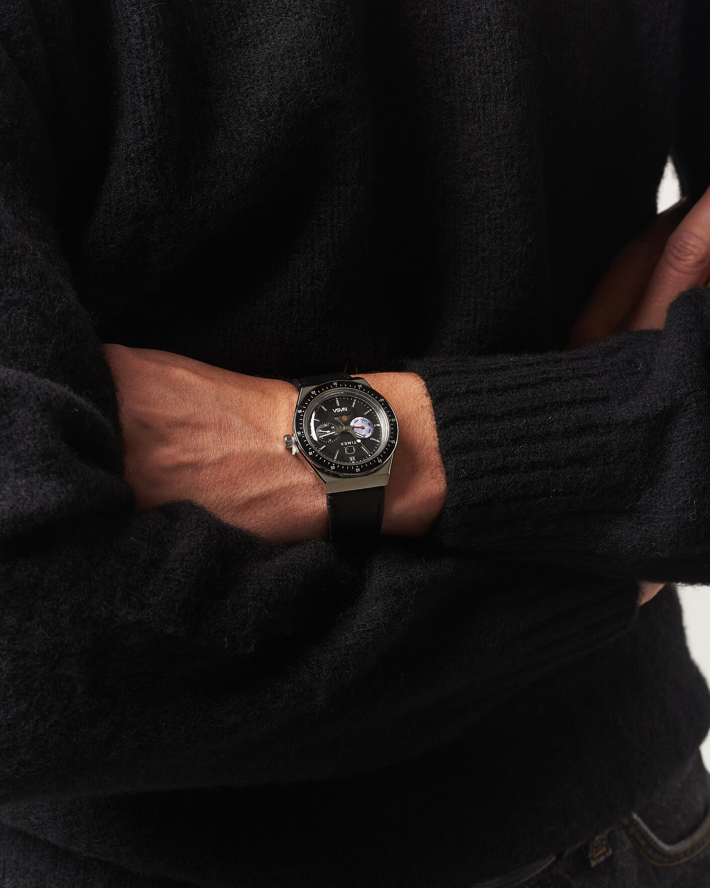 Herr | Timex Q Timex x NASA Luminous Leather Strap 40mm Black Dial | Timex | Q x NASA Luminous Leather Strap 40mm Black Dial