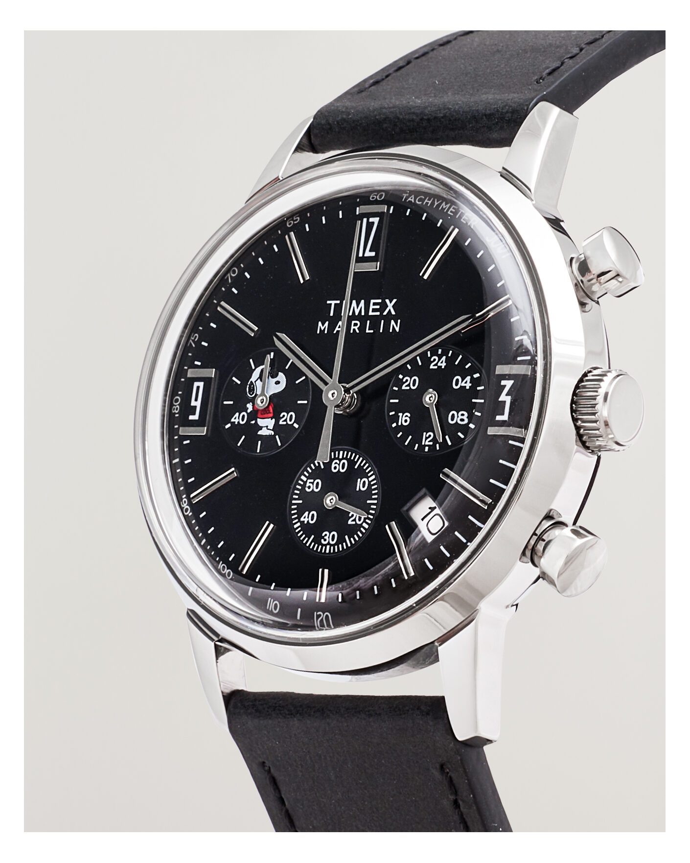Herr | Timex Timex x Peanuts Chrono Cool Joe Leather 40mm Black Dial | Timex | x Peanuts Chrono Cool Joe Leather 40mm Black Dial