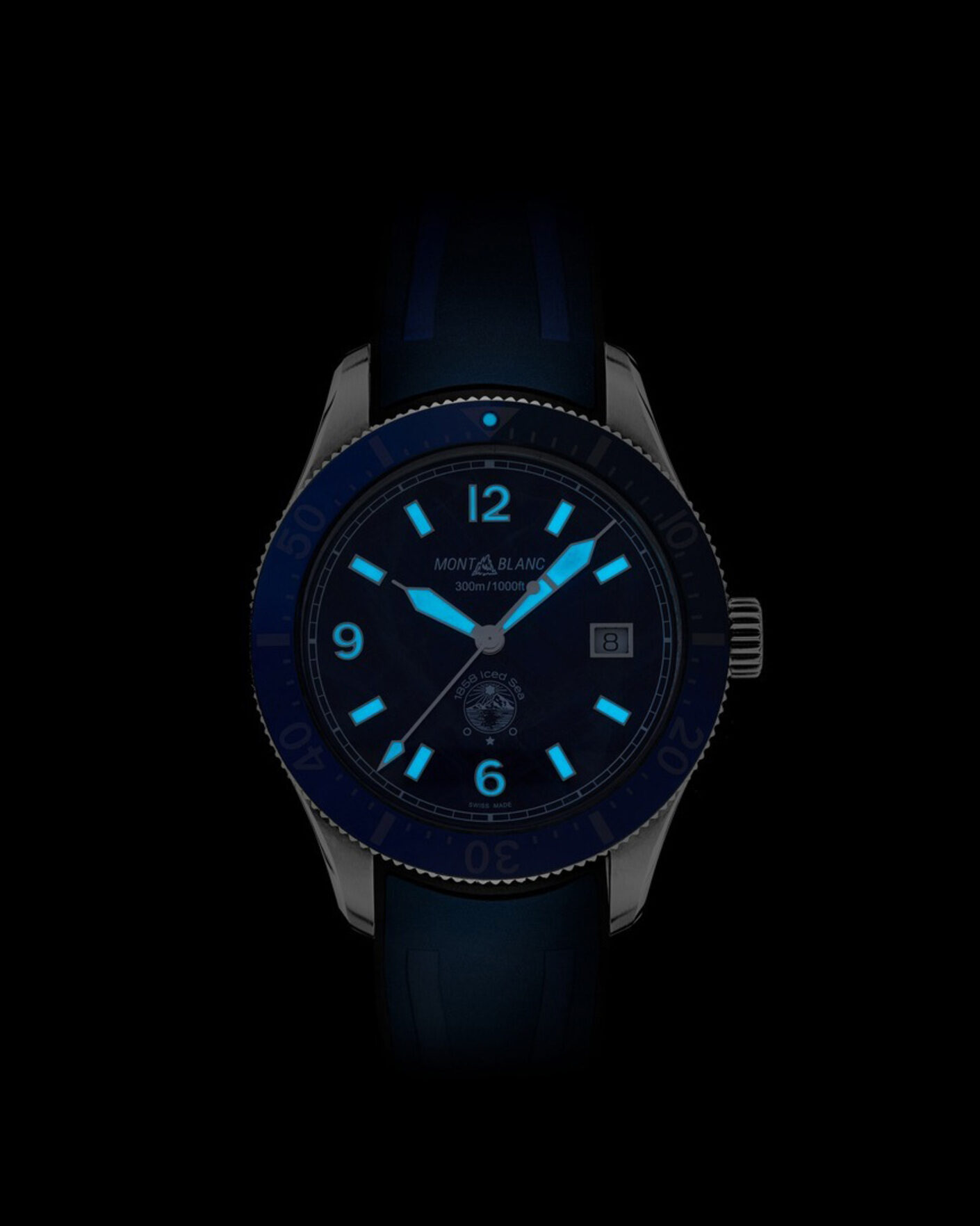 Herr | Montblanc Ised Sea Automatic Date Rubber Strap Blue | Montblanc | Iced Sea Automatic Date Rubber Strap Blue