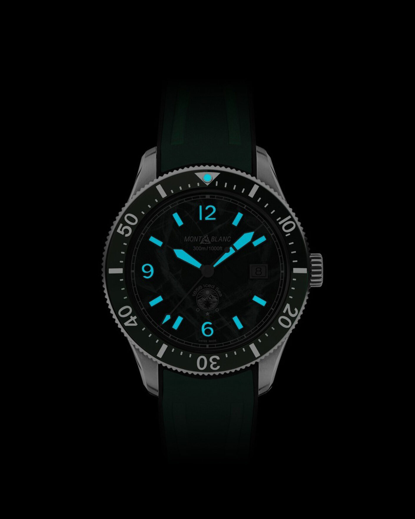 Herr | Montblanc Iced Sea Automatic Date Rubber Strap Green | Montblanc | Iced Sea Automatic Date Rubber Strap Green