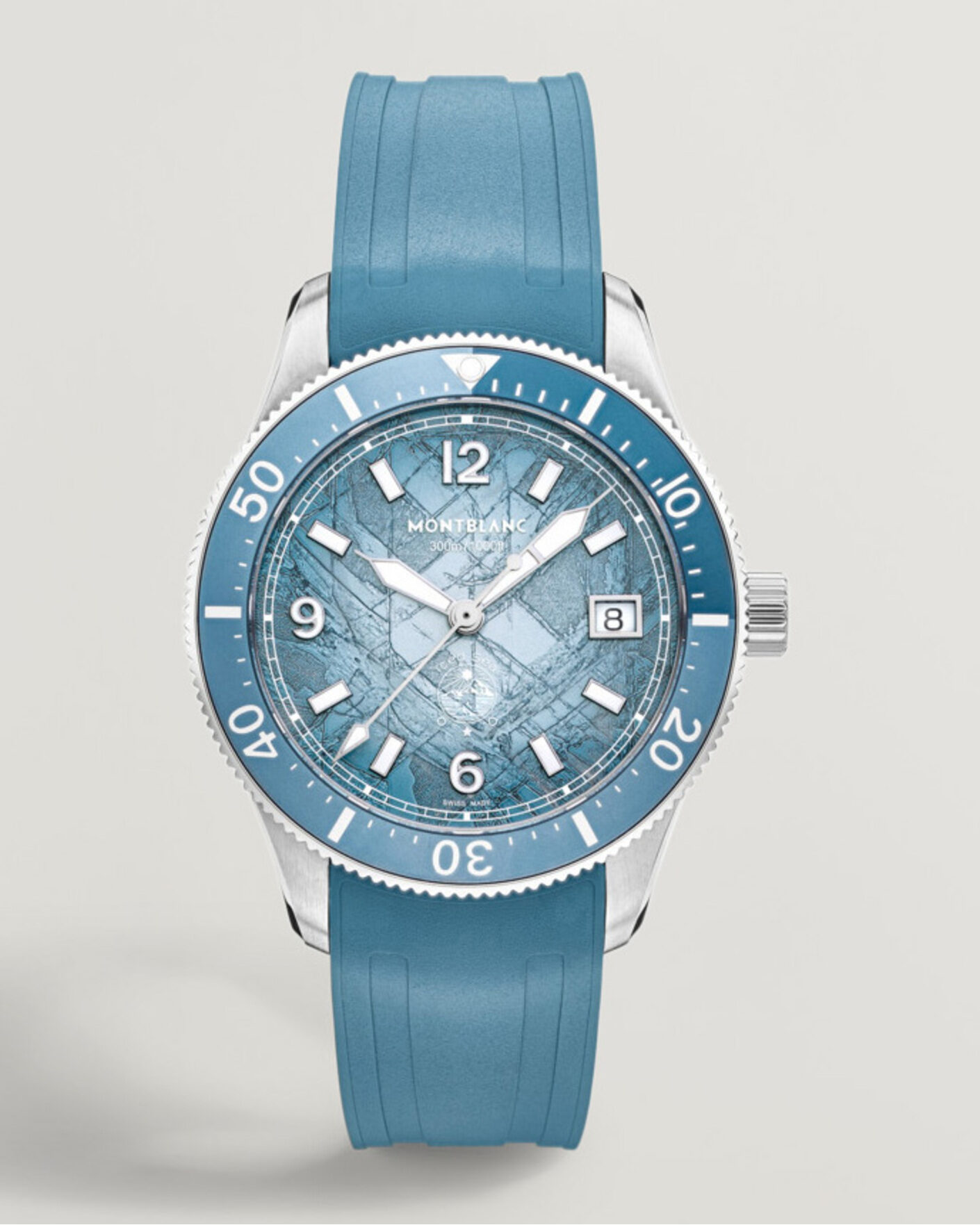 Herr | Montblanc Iced Sea Automatic Date 0 Oxygen Rubber Strap Light Blue | Montblanc | Iced Sea Automatic Date 0 Oxygen Rubber Strap Light Blue