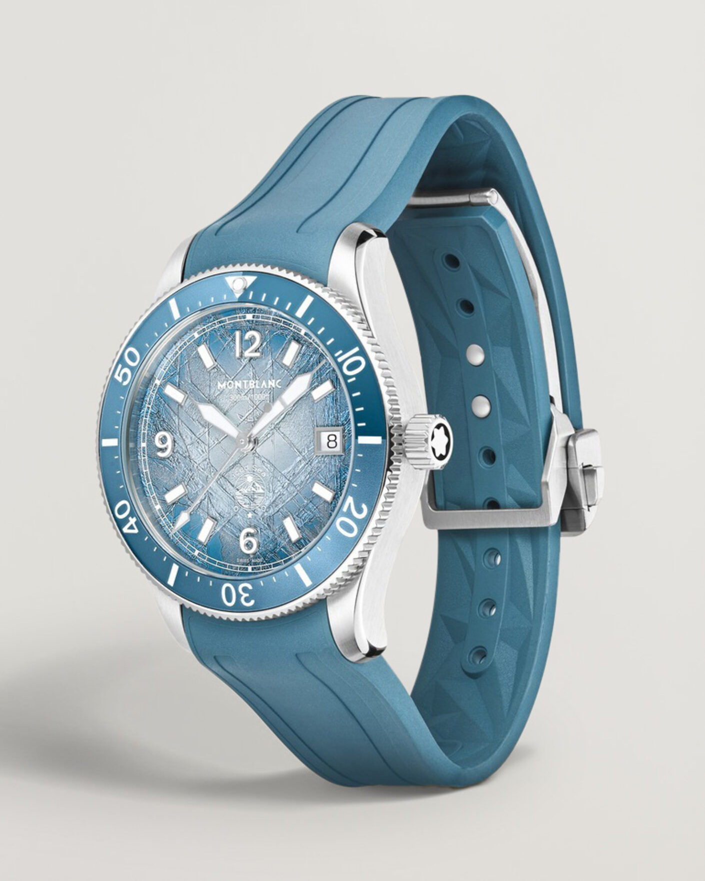 Herr | Montblanc Iced Sea Automatic Date 0 Oxygen Rubber Strap Light Blue | Montblanc | Iced Sea Automatic Date 0 Oxygen Rubber Strap Light Blue