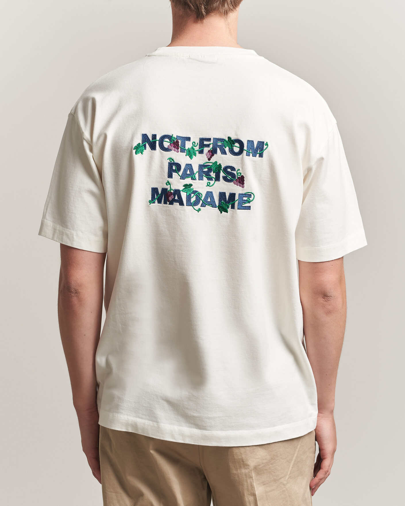 Herr | T-Shirts | Drôle de Monsieur | Vine Embroidered Slogan T-Shirt Off White