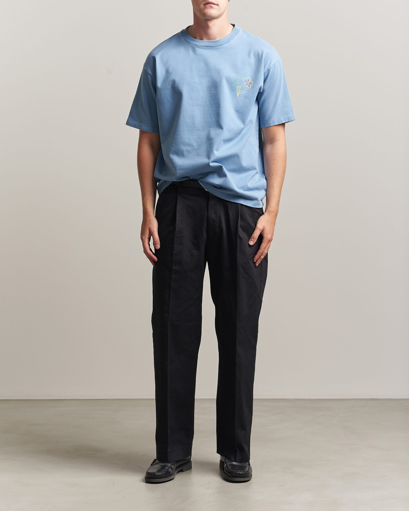 Herr | T-Shirts | Drôle de Monsieur | Esquisse Slogan T-shirt Light Blue