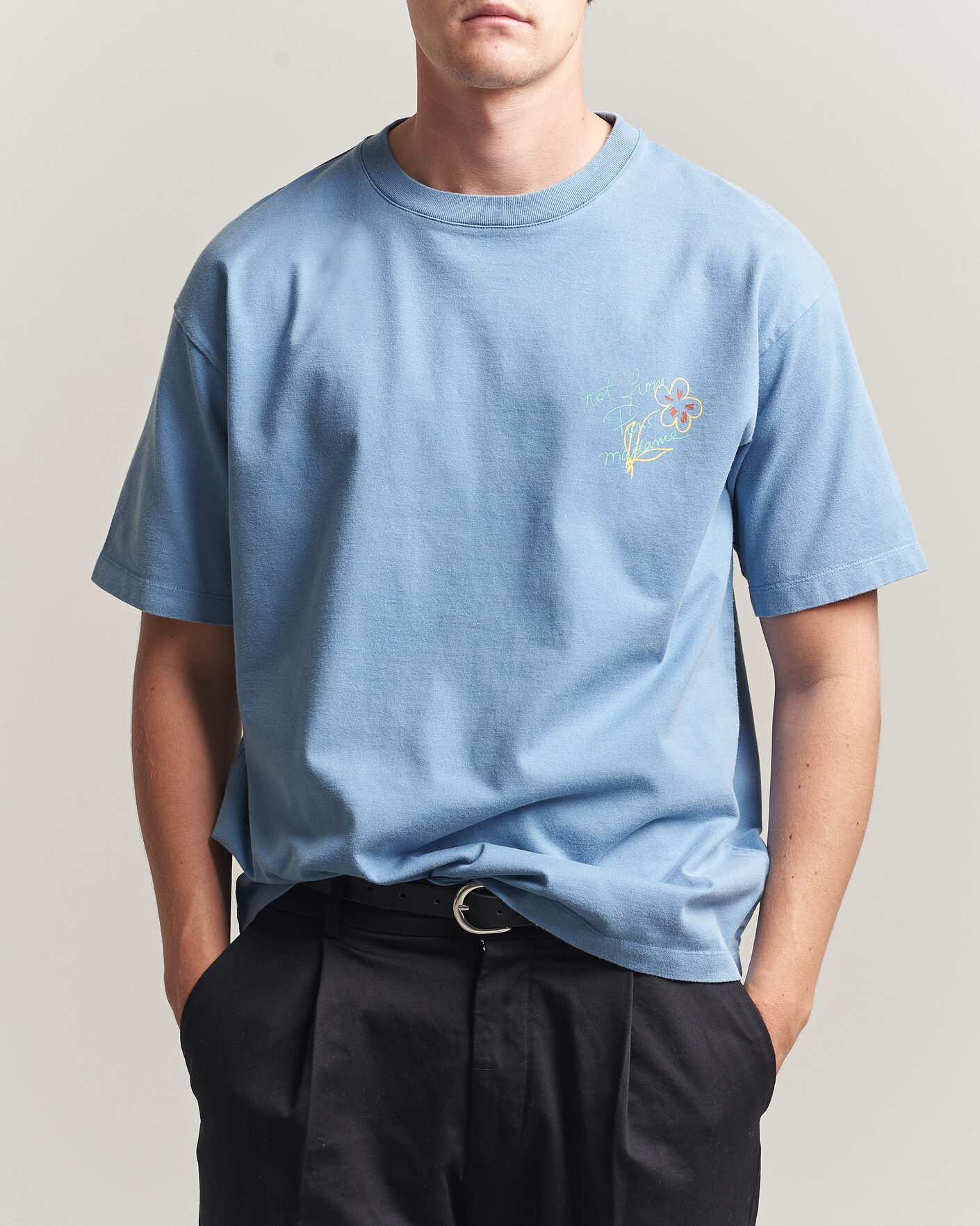 Herr | T-Shirts | Drôle de Monsieur | Esquisse Slogan T-shirt Light Blue