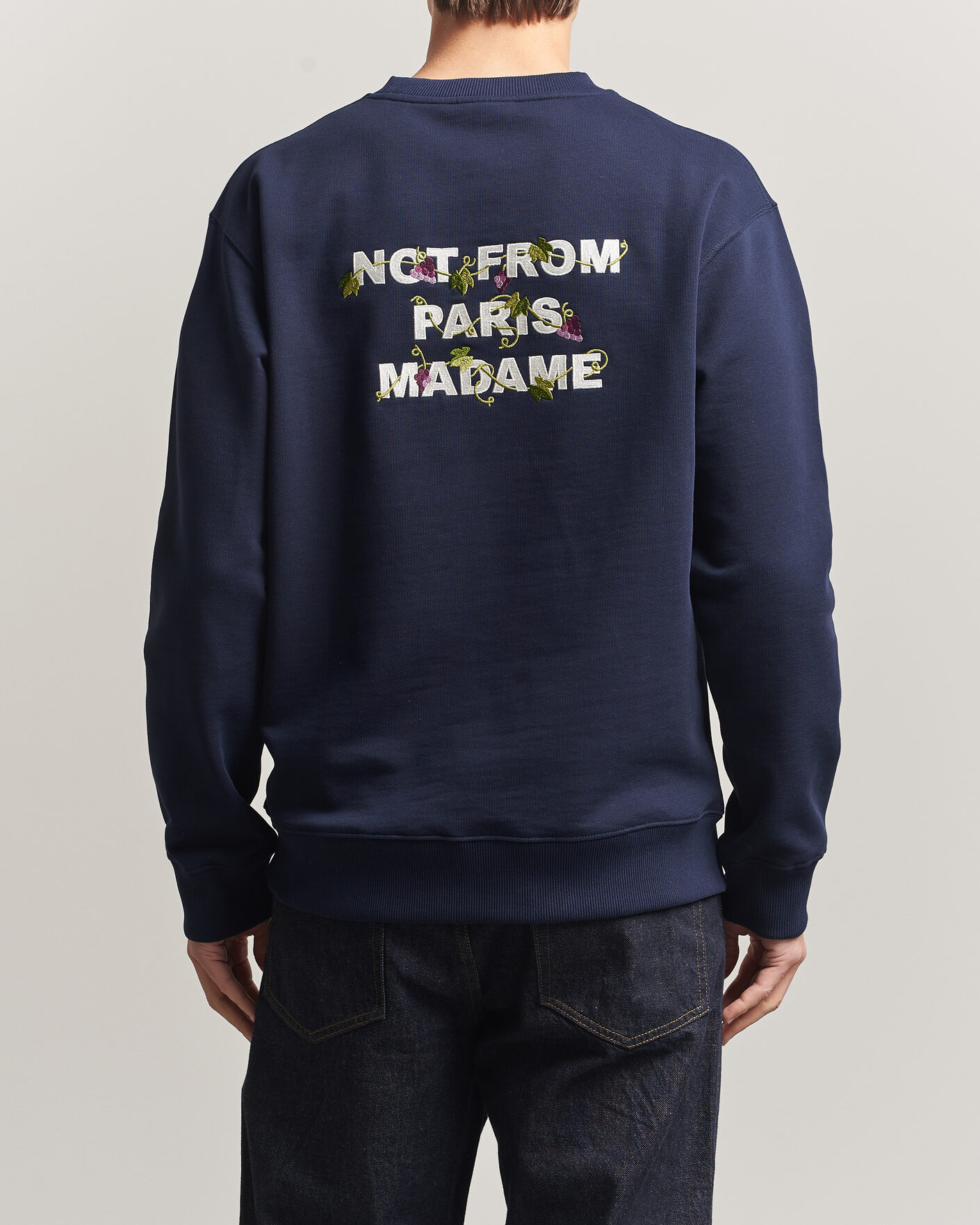Herr | Tröjor | Drôle de Monsieur | Vine Embroidered Slogan Sweatshirt Navy