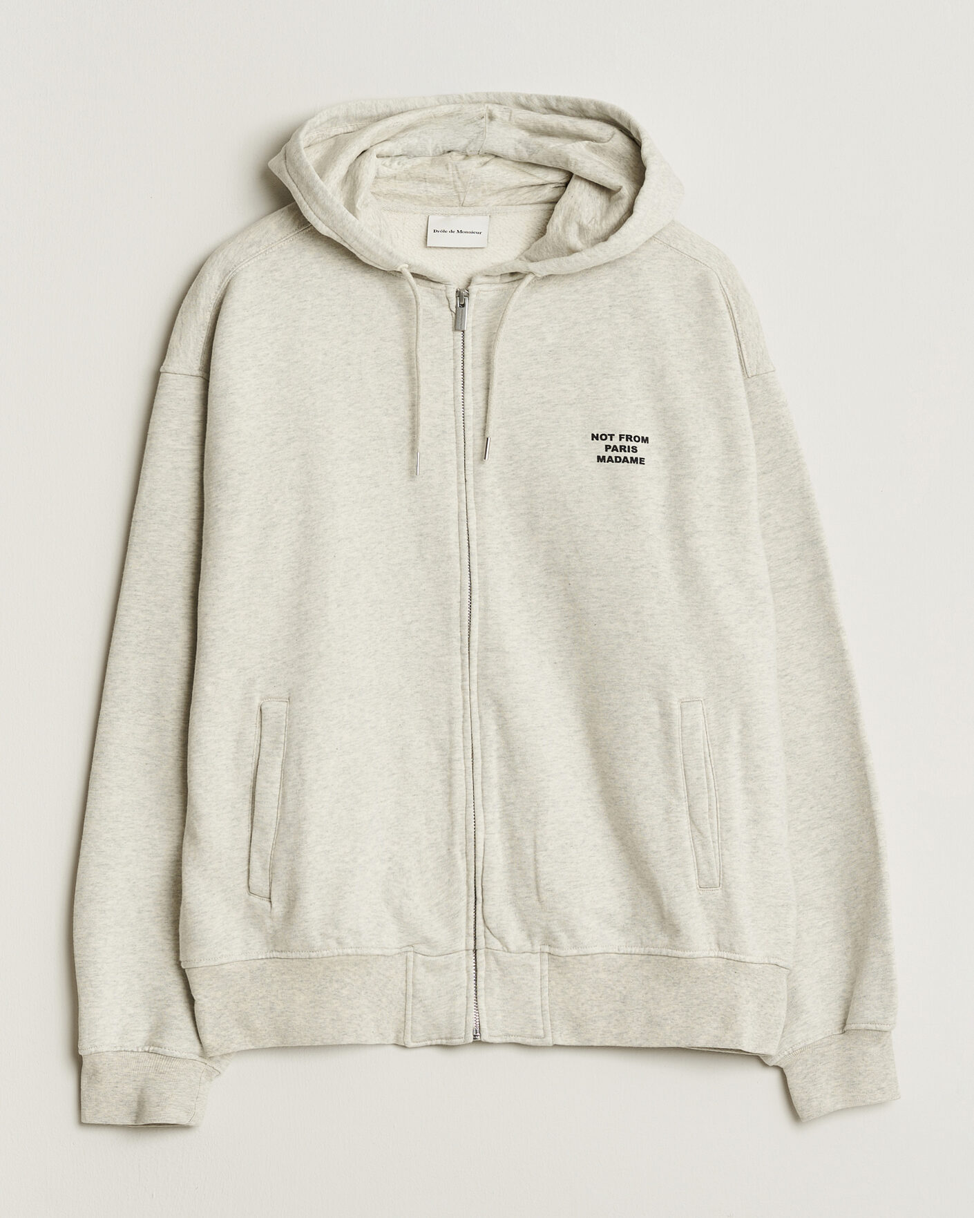 Herr | Tröjor | Drôle de Monsieur | Slogan Full Zip Hoodie Grey