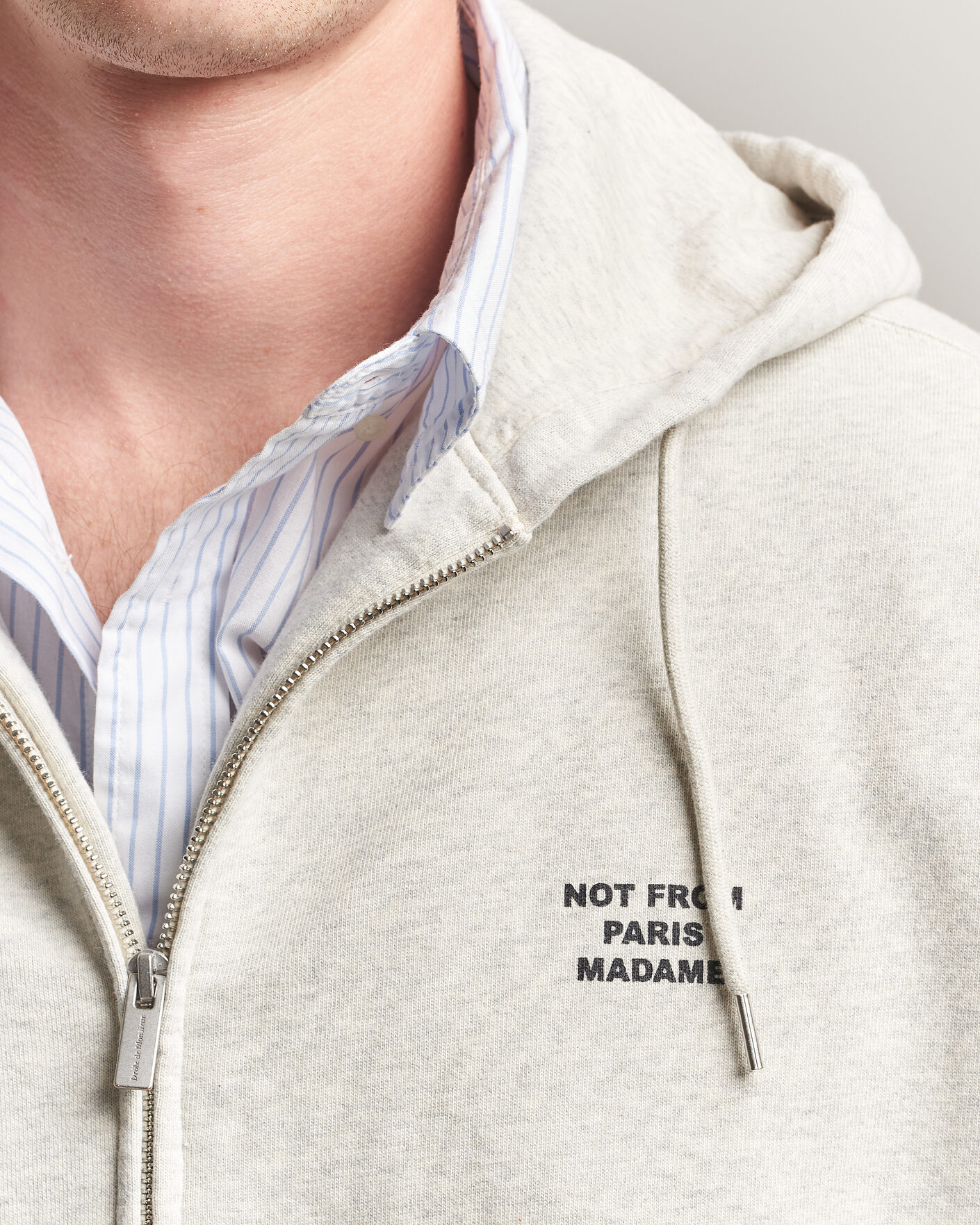 Herr | Tröjor | Drôle de Monsieur | Slogan Full Zip Hoodie Grey