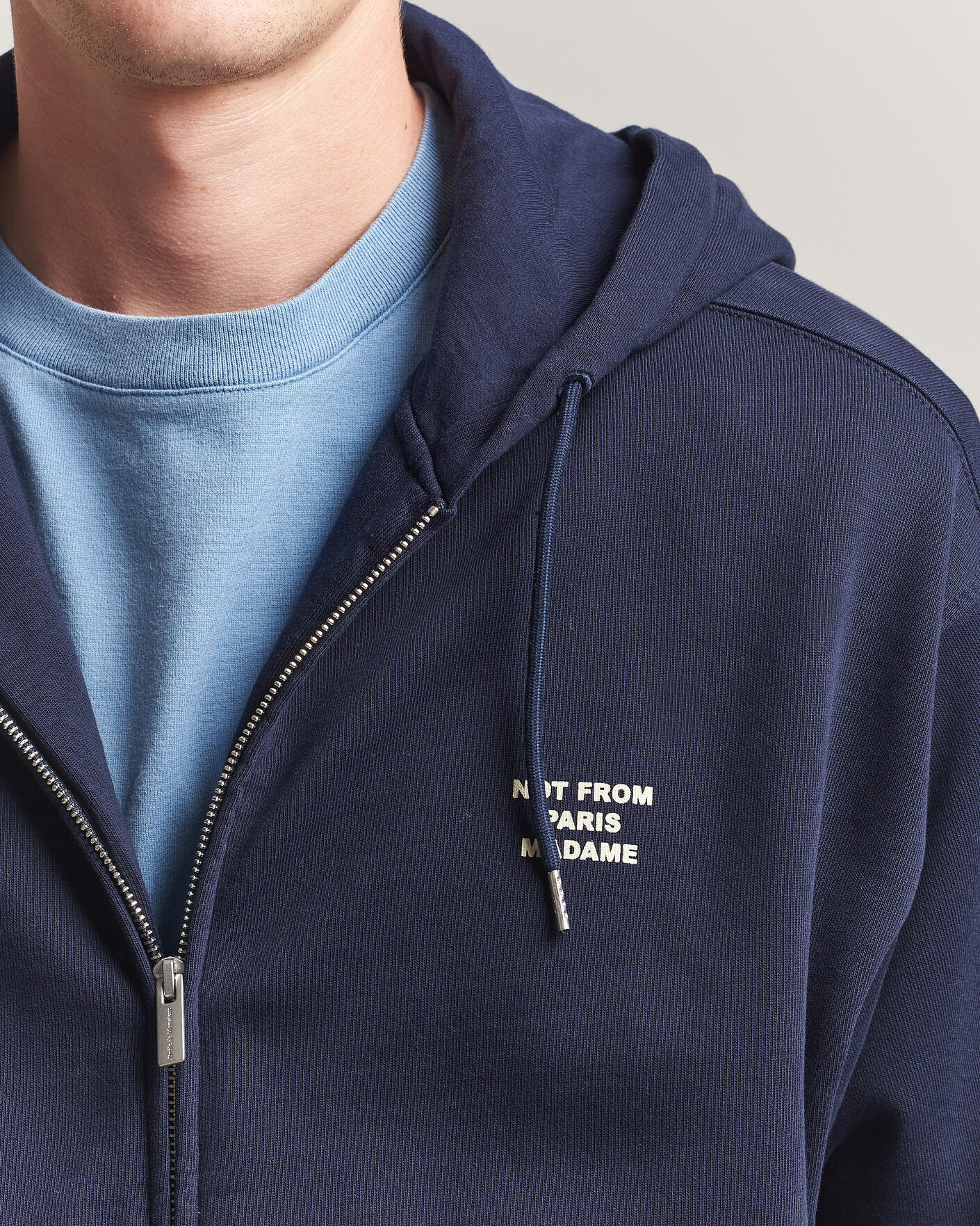 Herr | Tröjor | Drôle de Monsieur | Slogan Full Zip Hoodie Navy