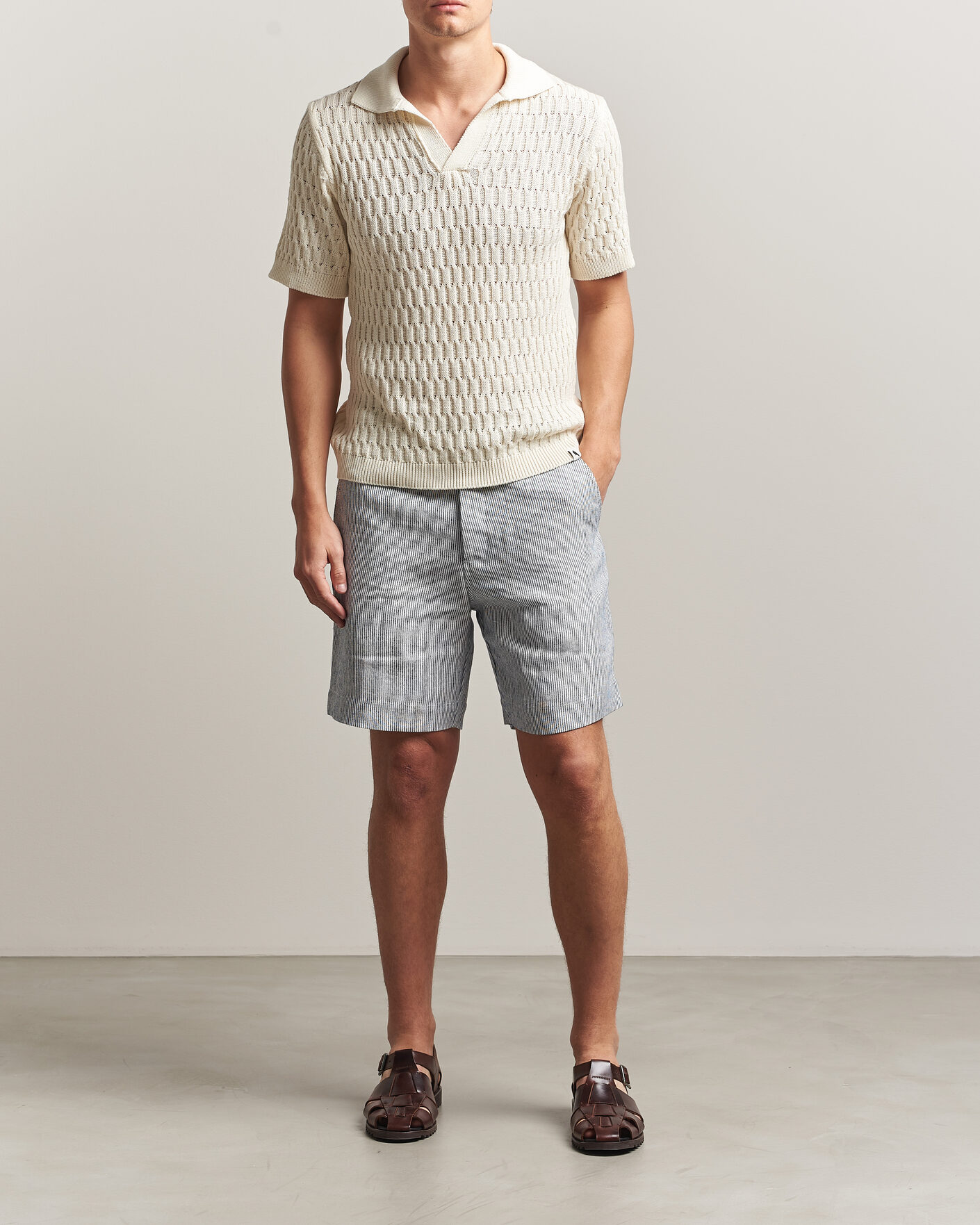 Herr | Shorts | Peregrine | Windsor Linen Shorts Navy Stripe