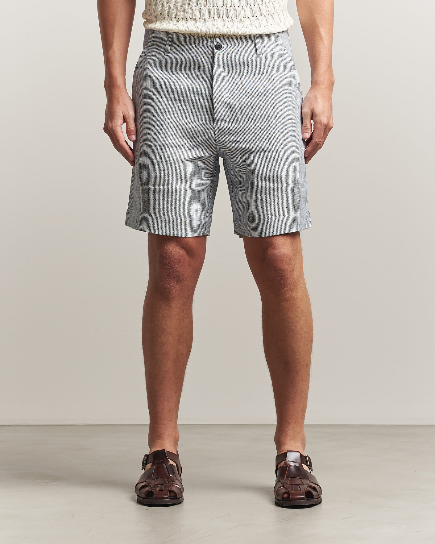 Herr | Shorts | Peregrine | Windsor Linen Shorts Navy Stripe