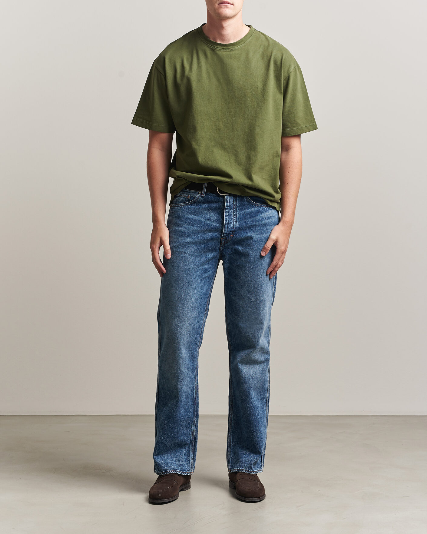 Herr | T-Shirts | Massimo Alba | Nevis Brushed Cotton T-Shirt Moss Green