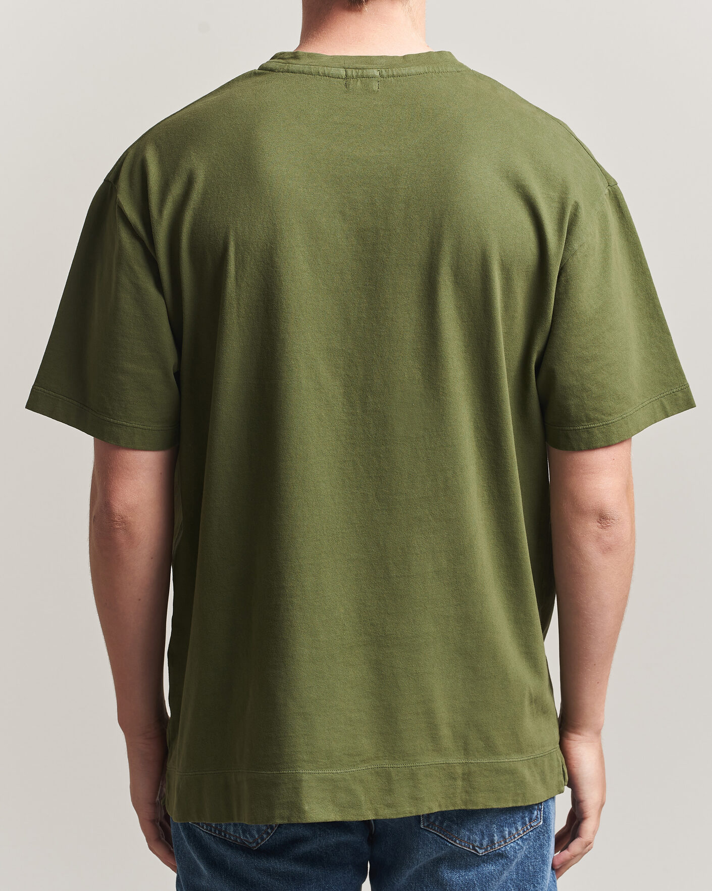 Herr | T-Shirts | Massimo Alba | Nevis Brushed Cotton T-Shirt Moss Green