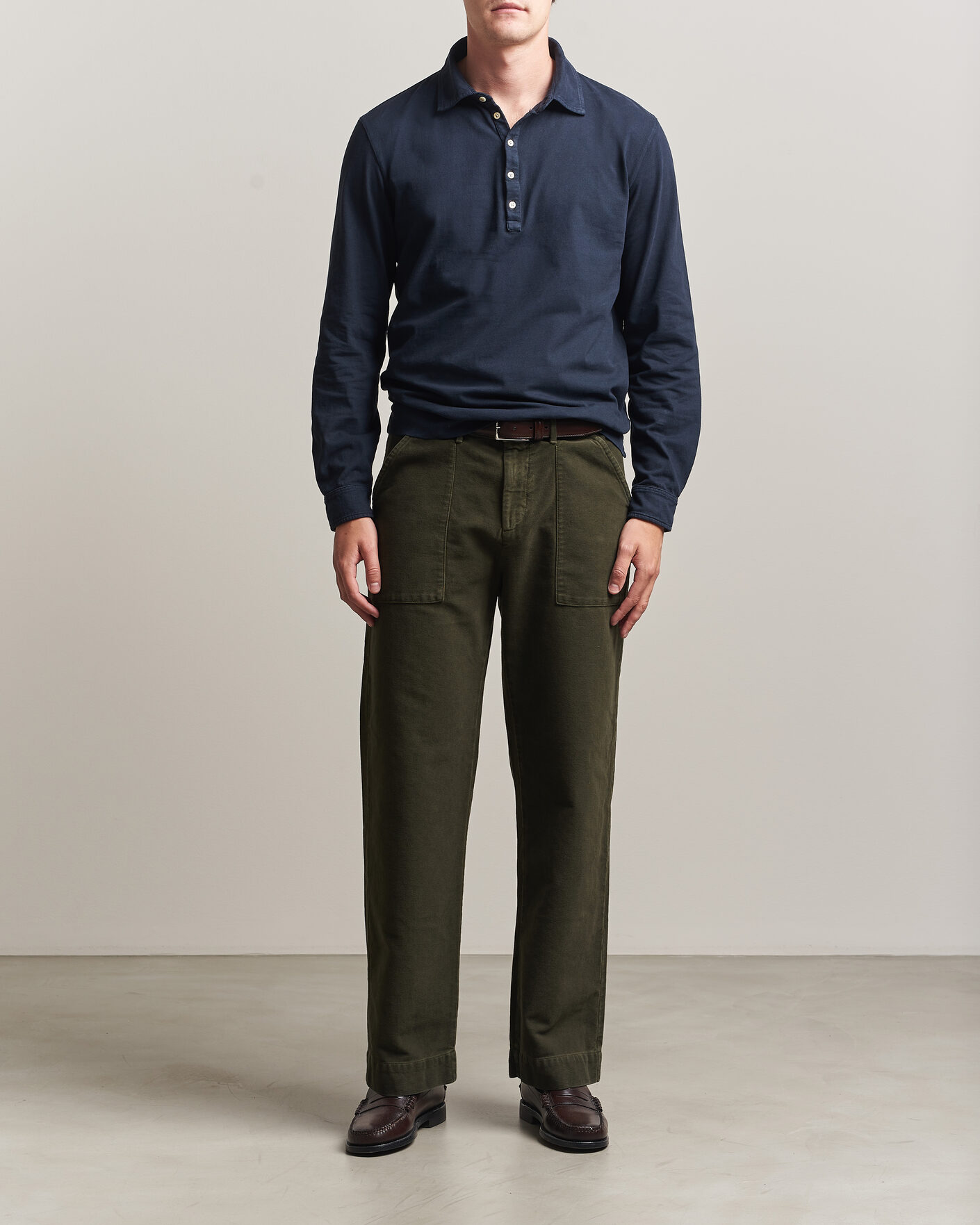 Herr | Pikéer | Massimo Alba | Raya Long Sleeve Polo Navy