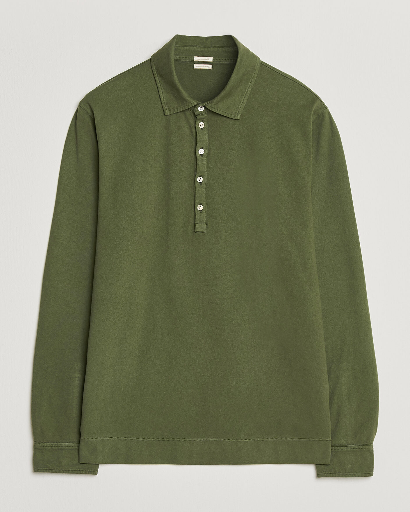 Herr | Pikéer | Massimo Alba | Raya Long Sleeve Polo Moss Green