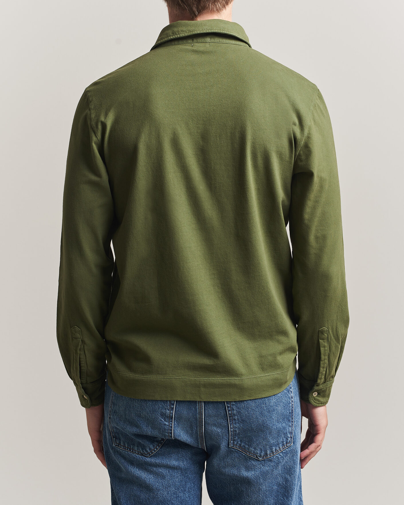 Herr | Pikéer | Massimo Alba | Raya Long Sleeve Polo Moss Green