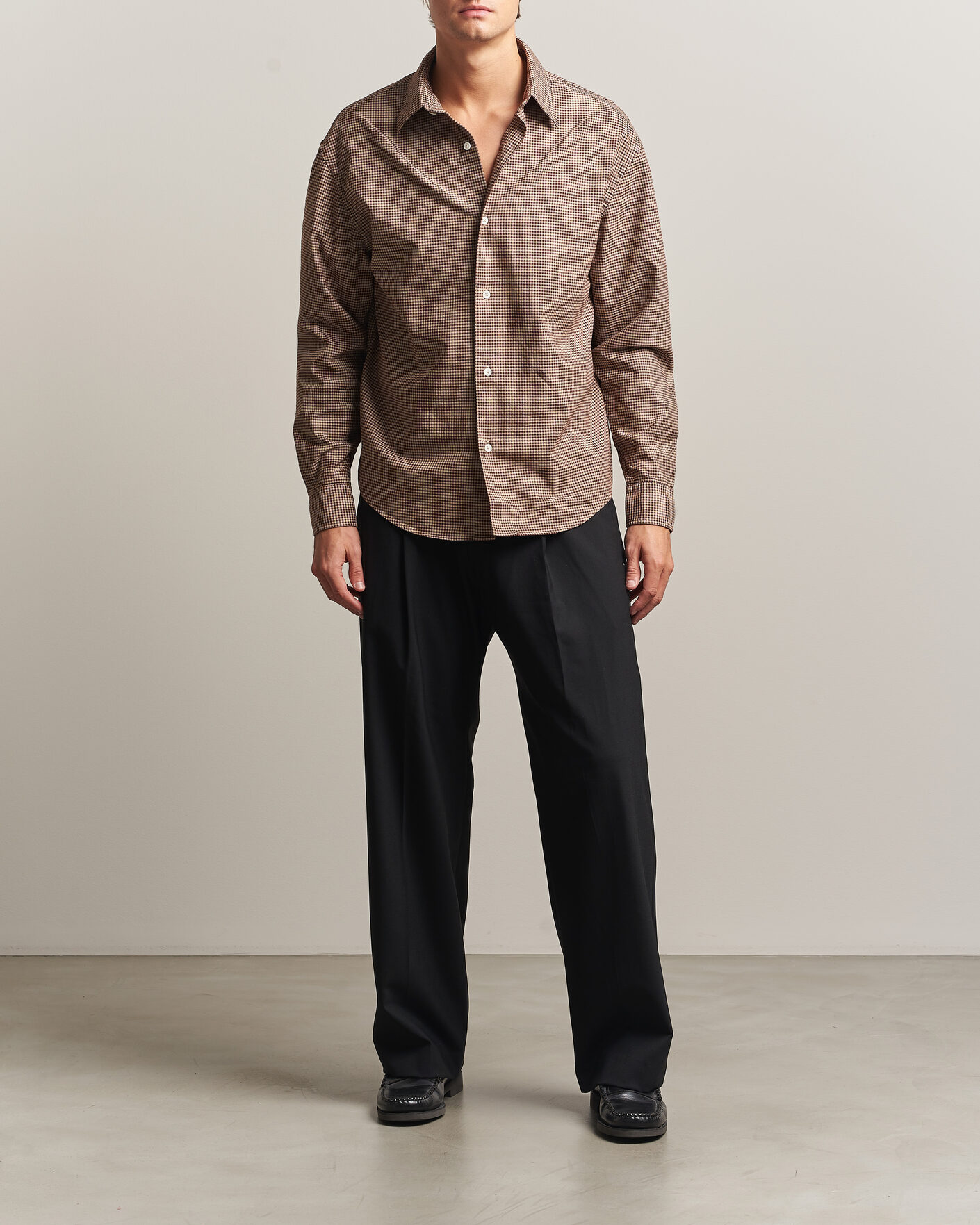 Herr | Skjortor | Massimo Alba | Boxy Microcheck Shirt Fossil