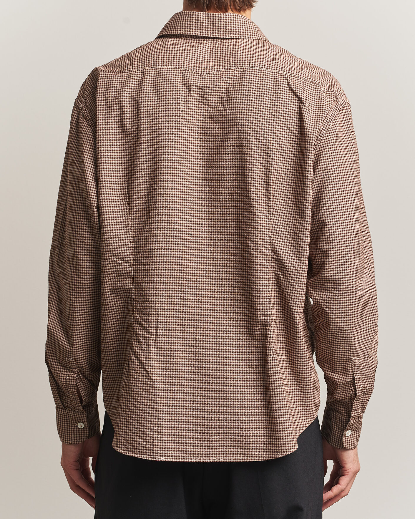 Herr | Skjortor | Massimo Alba | Boxy Microcheck Shirt Fossil