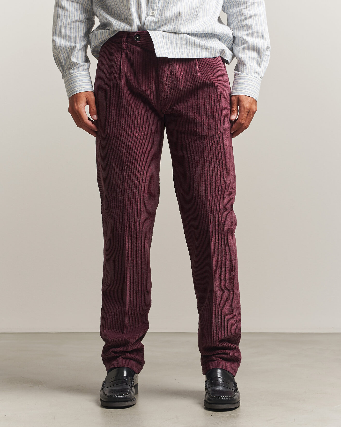 Herr | Byxor | Massimo Alba | Ionio Pleated Corduroy Pants Rose Brown