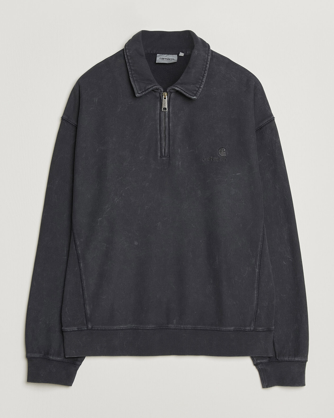 Herr | Tröjor | Carhartt WIP | Lambert Washed Polo Sweatshirt Black Moon Wash