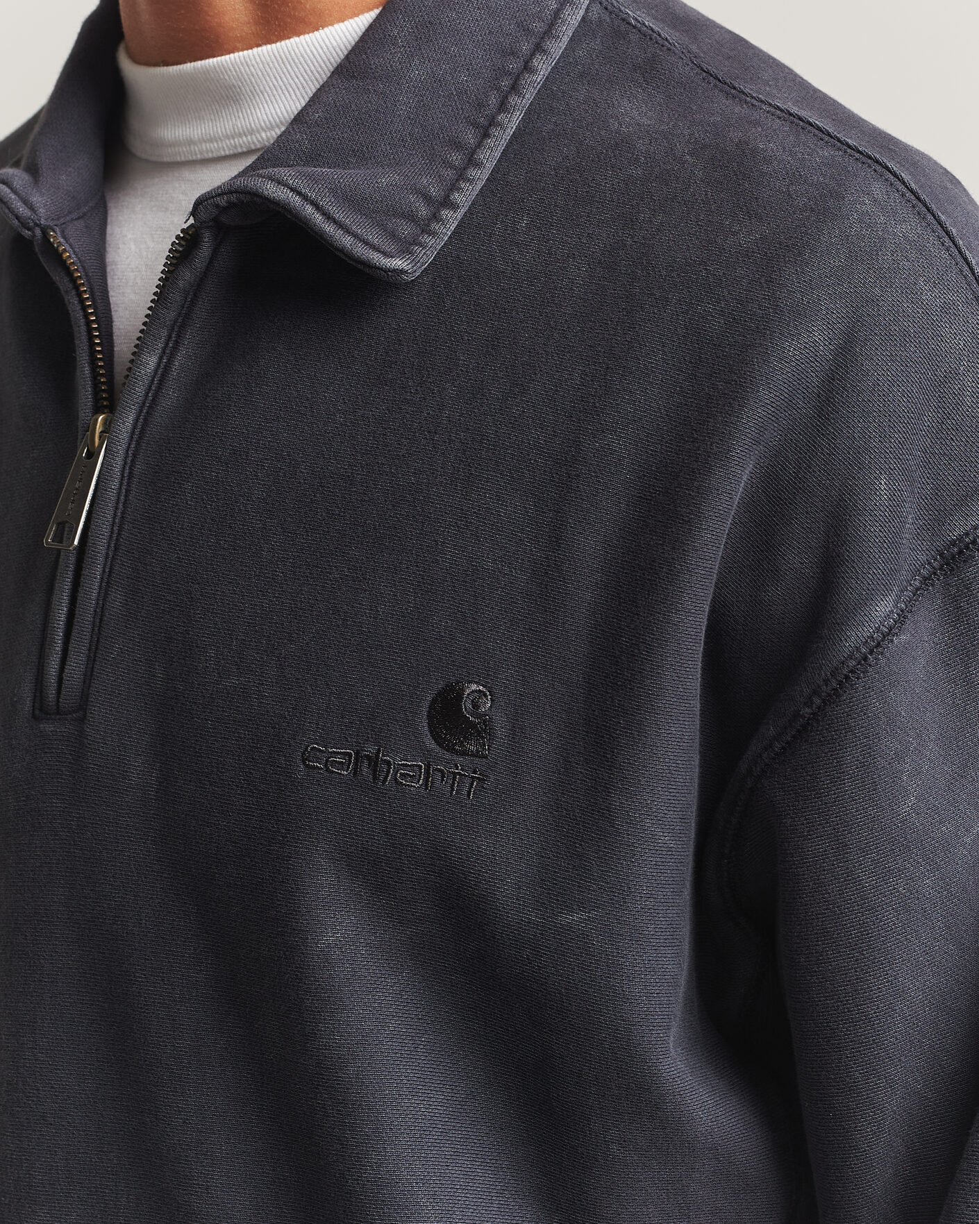 Herr | Tröjor | Carhartt WIP | Lambert Washed Polo Sweatshirt Black Moon Wash