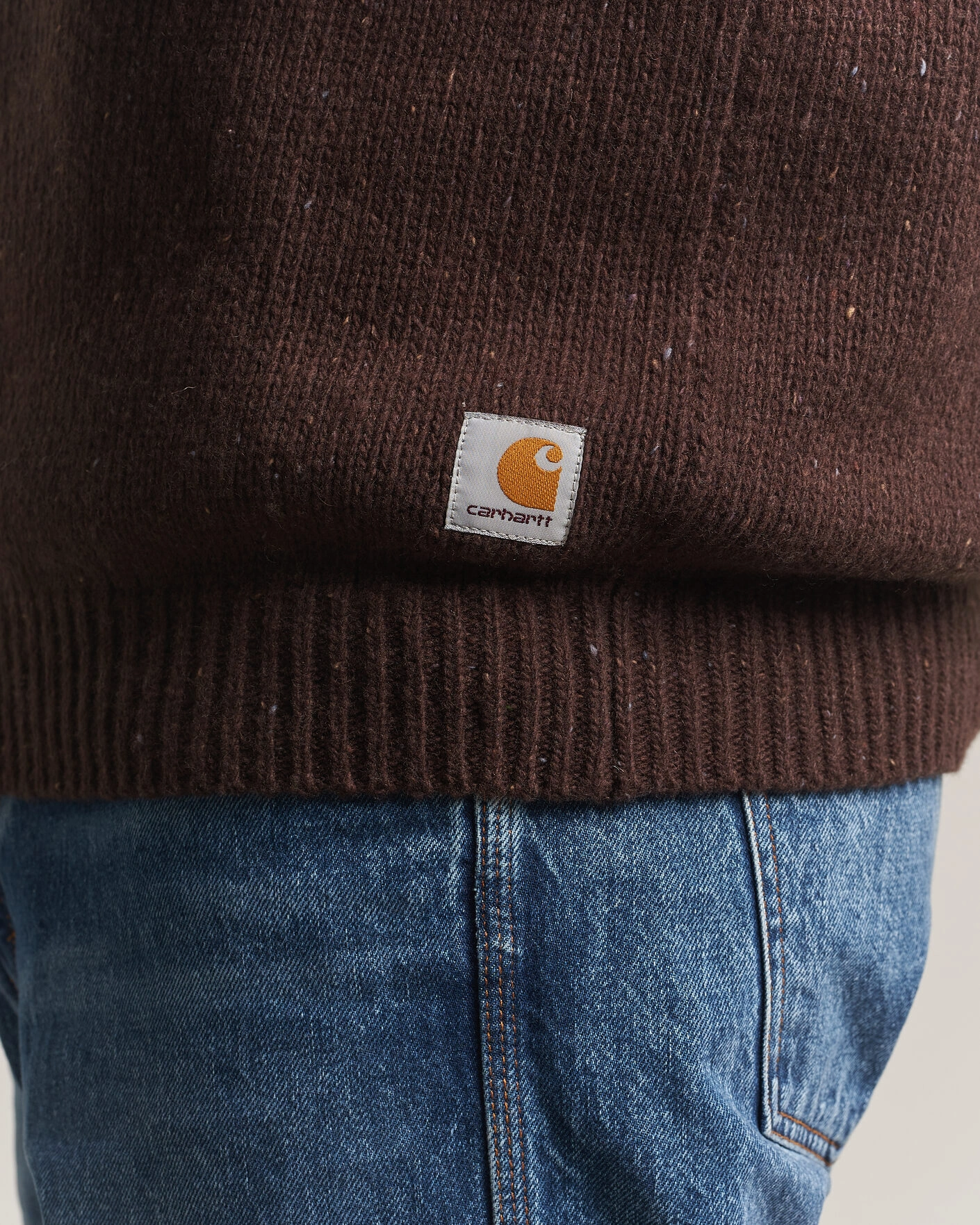 Herr | Tröjor | Carhartt WIP | Anglistic Wool/Cotton Sweater Tobacco