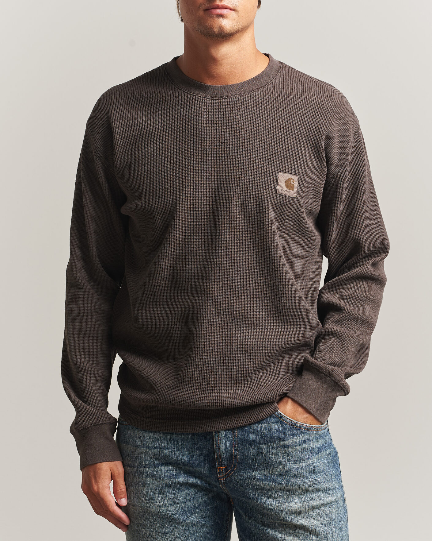 Herr | T-Shirts | Carhartt WIP | Long Sleeve Waffle T-Shirt Tobacco