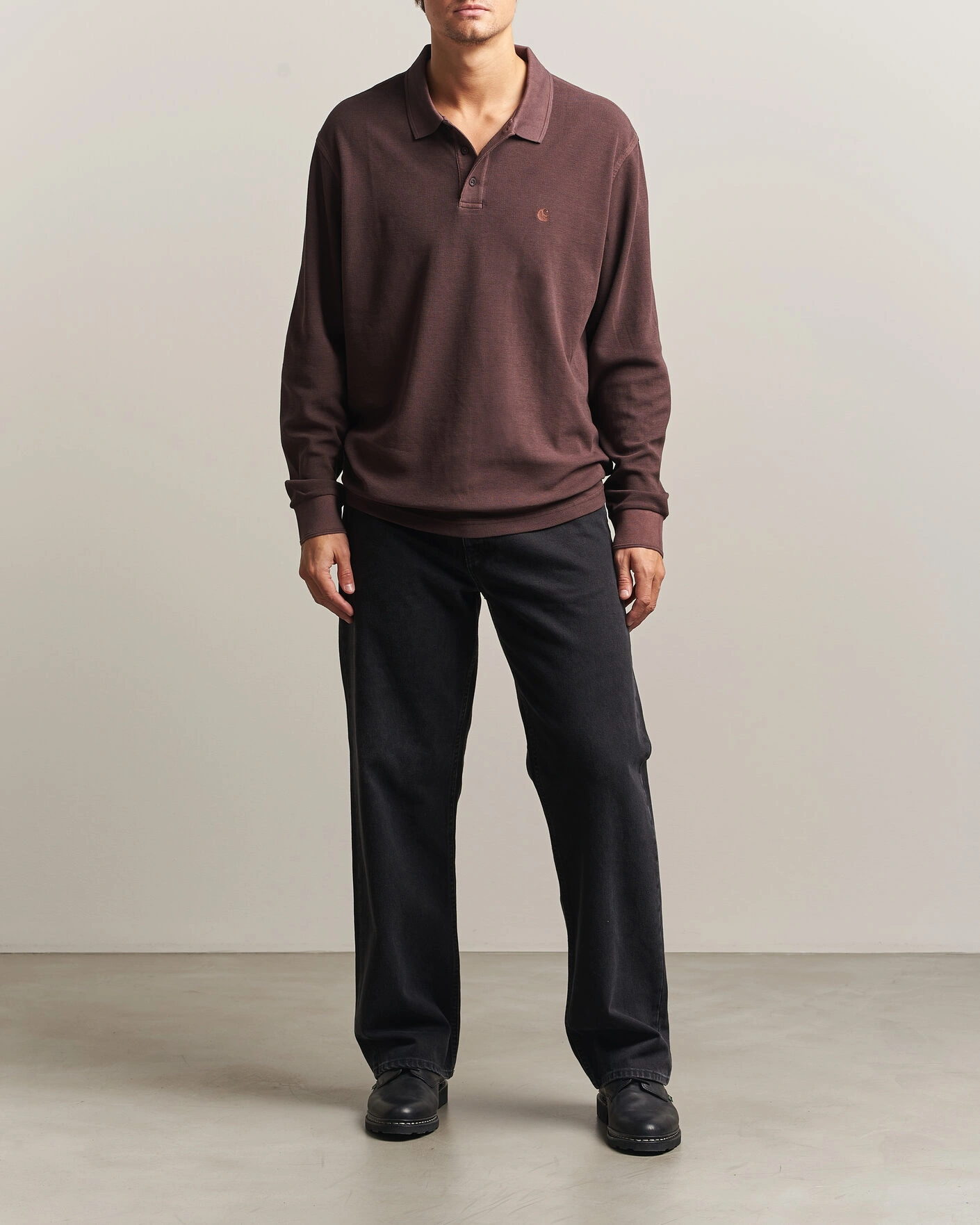 Herr | Tröjor | Carhartt WIP | Long Sleeve Waffle Rugby Shirt Palisander Brown