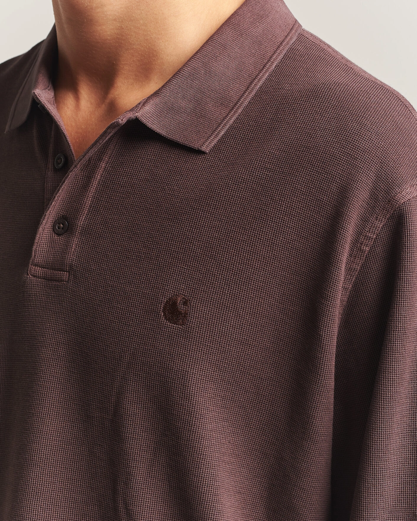 Herr | Tröjor | Carhartt WIP | Long Sleeve Waffle Rugby Shirt Palisander Brown