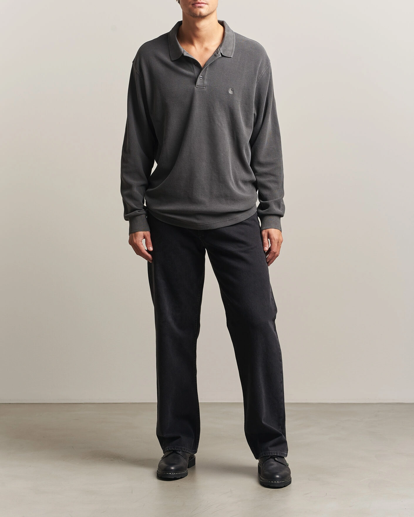Herr | Tröjor | Carhartt WIP | Long Sleeve Waffle Rugby Shirt Black
