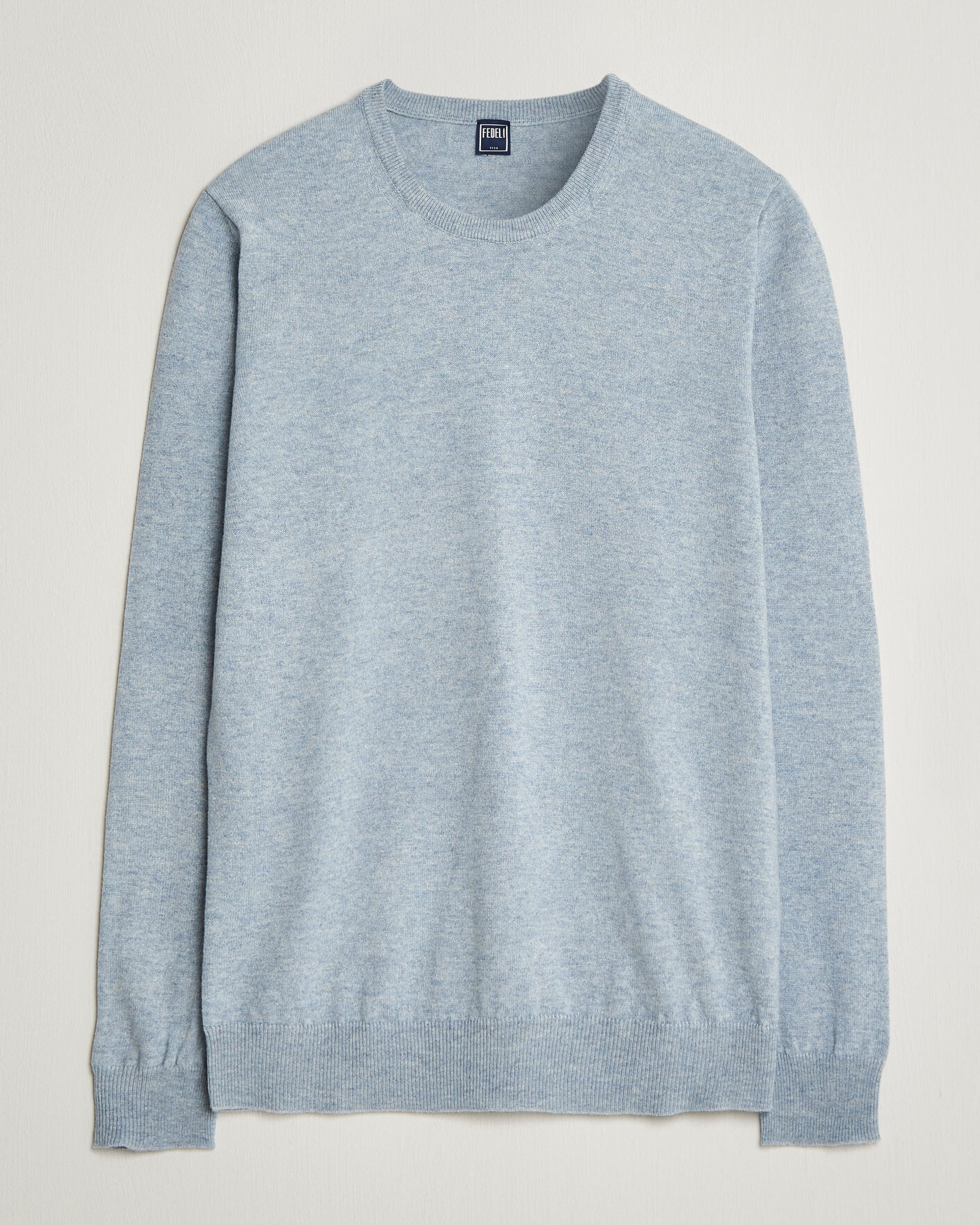 Herr | Tröjor | Fedeli | Pure Cashmere Crew Neck Light Blue