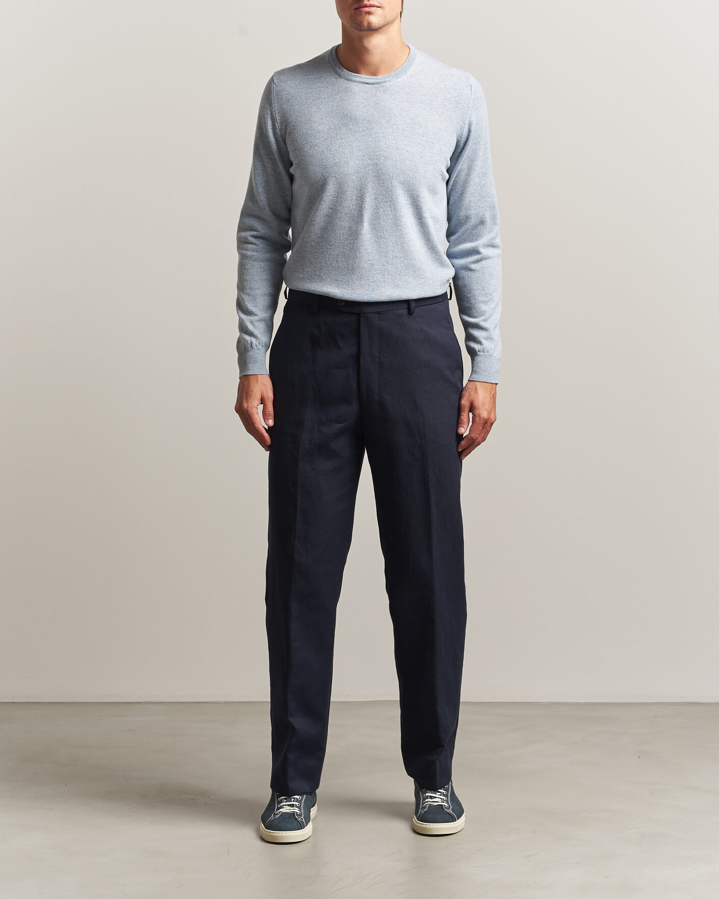 Herr | Tröjor | Fedeli | Pure Cashmere Crew Neck Light Blue