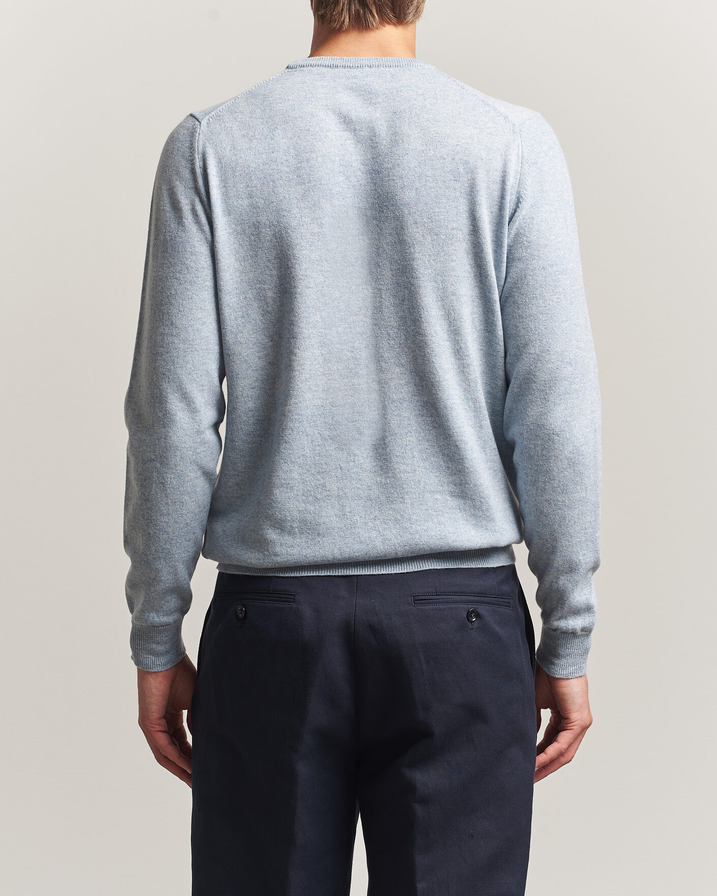 Herr | Tröjor | Fedeli | Pure Cashmere Crew Neck Light Blue