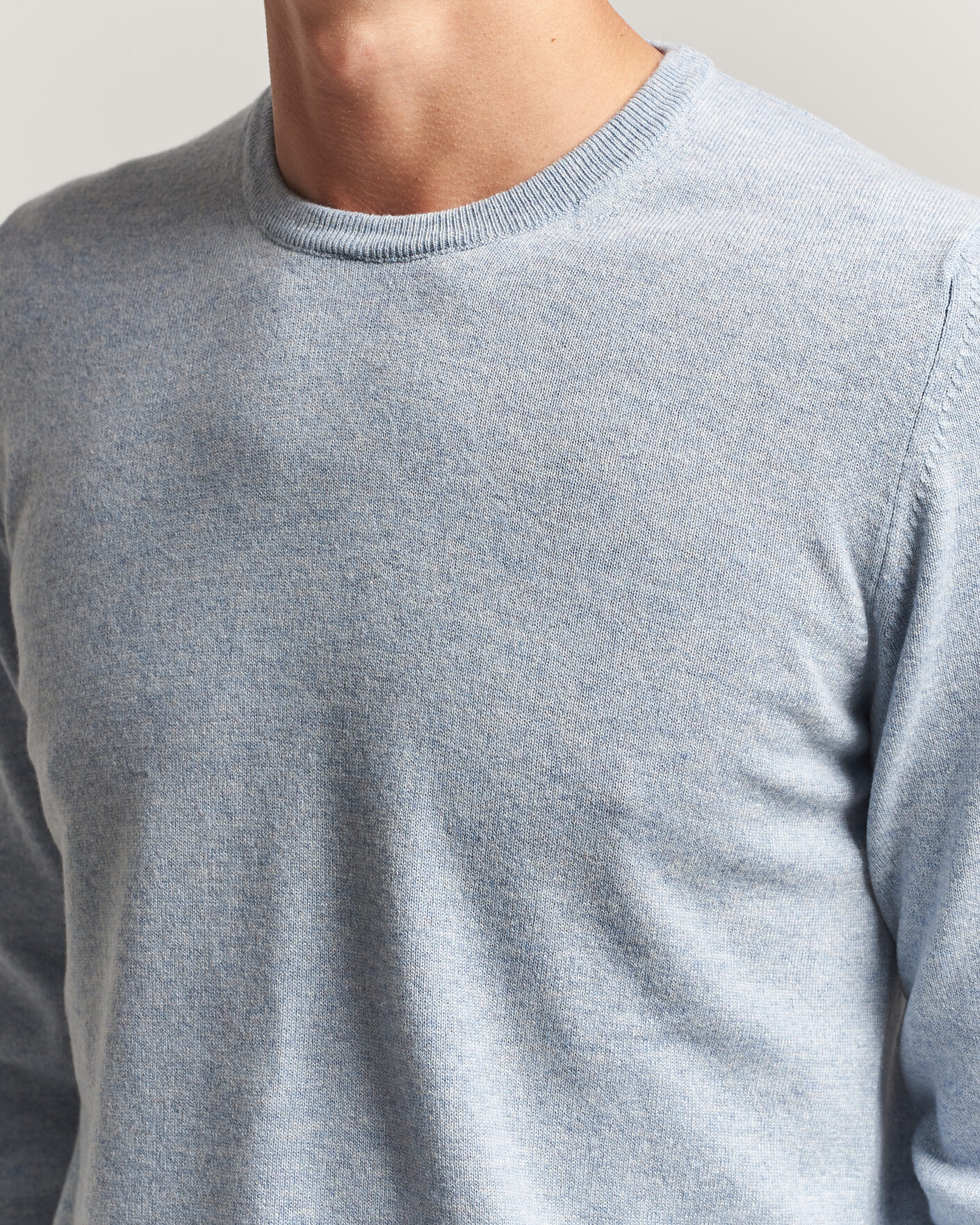Herr | Tröjor | Fedeli | Pure Cashmere Crew Neck Light Blue