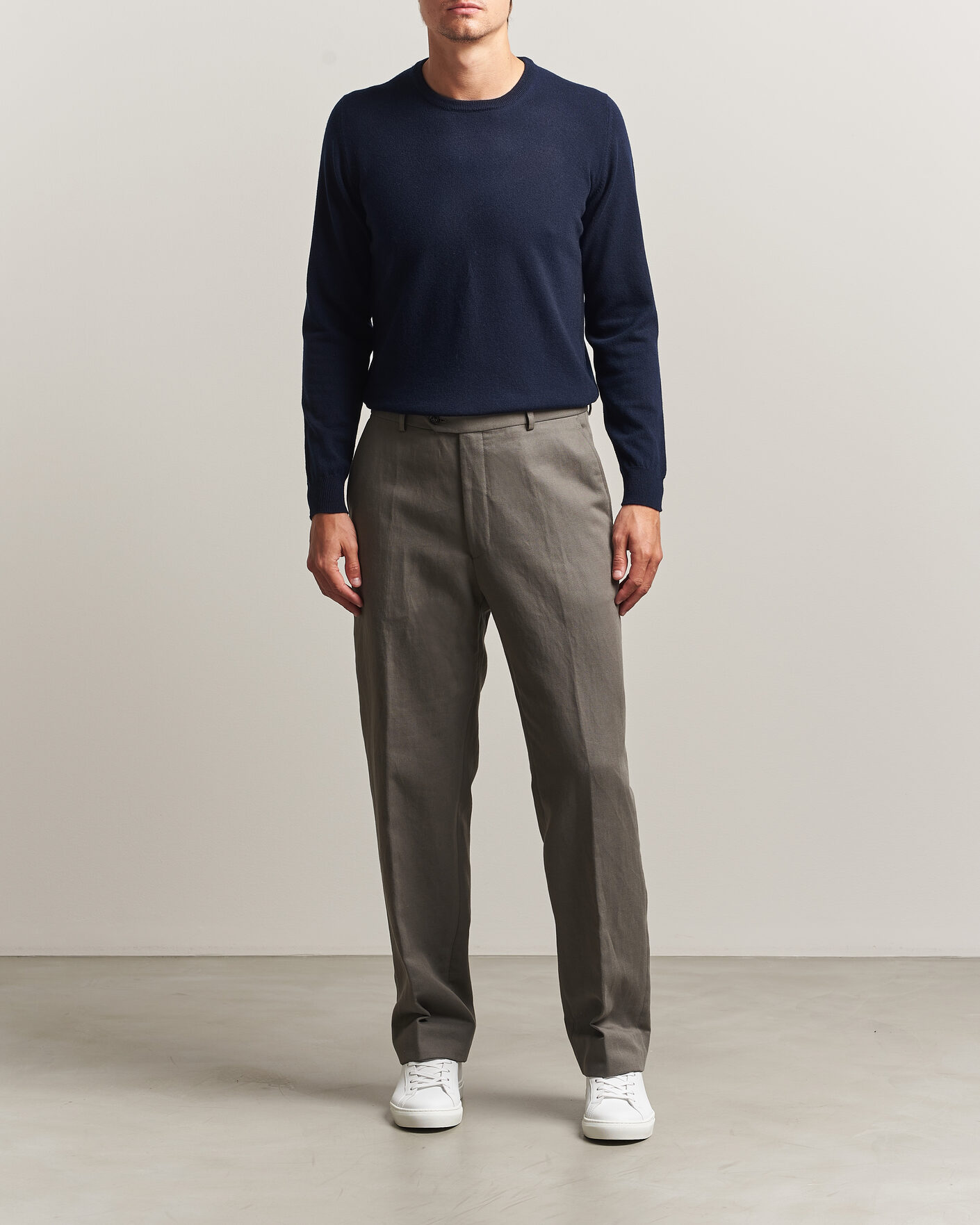 Herr | Tröjor | Fedeli | Pure Cashmere Crew Neck Navy Blue