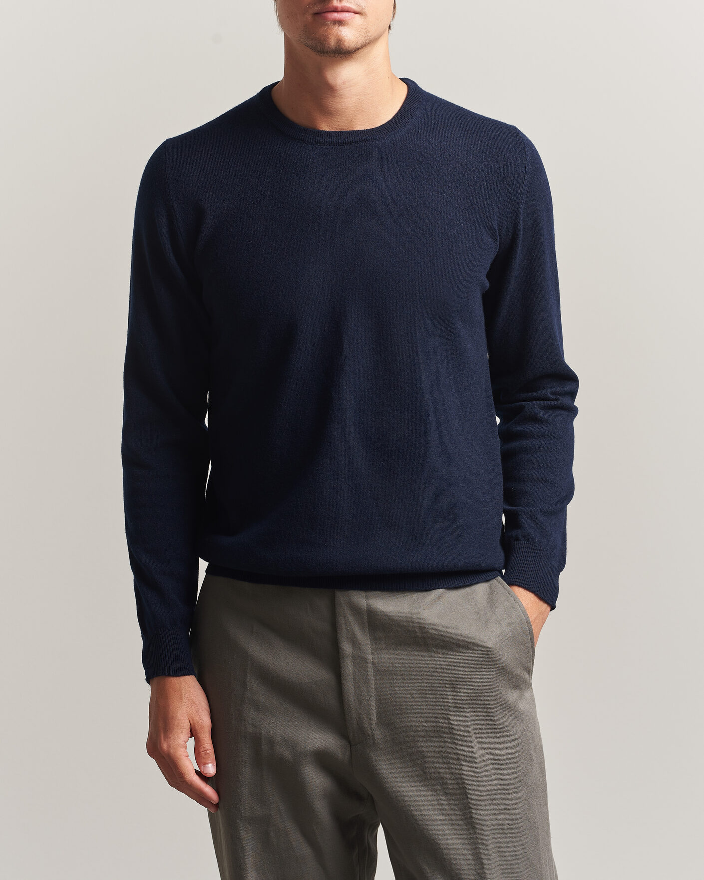 Herr | Tröjor | Fedeli | Pure Cashmere Crew Neck Navy Blue