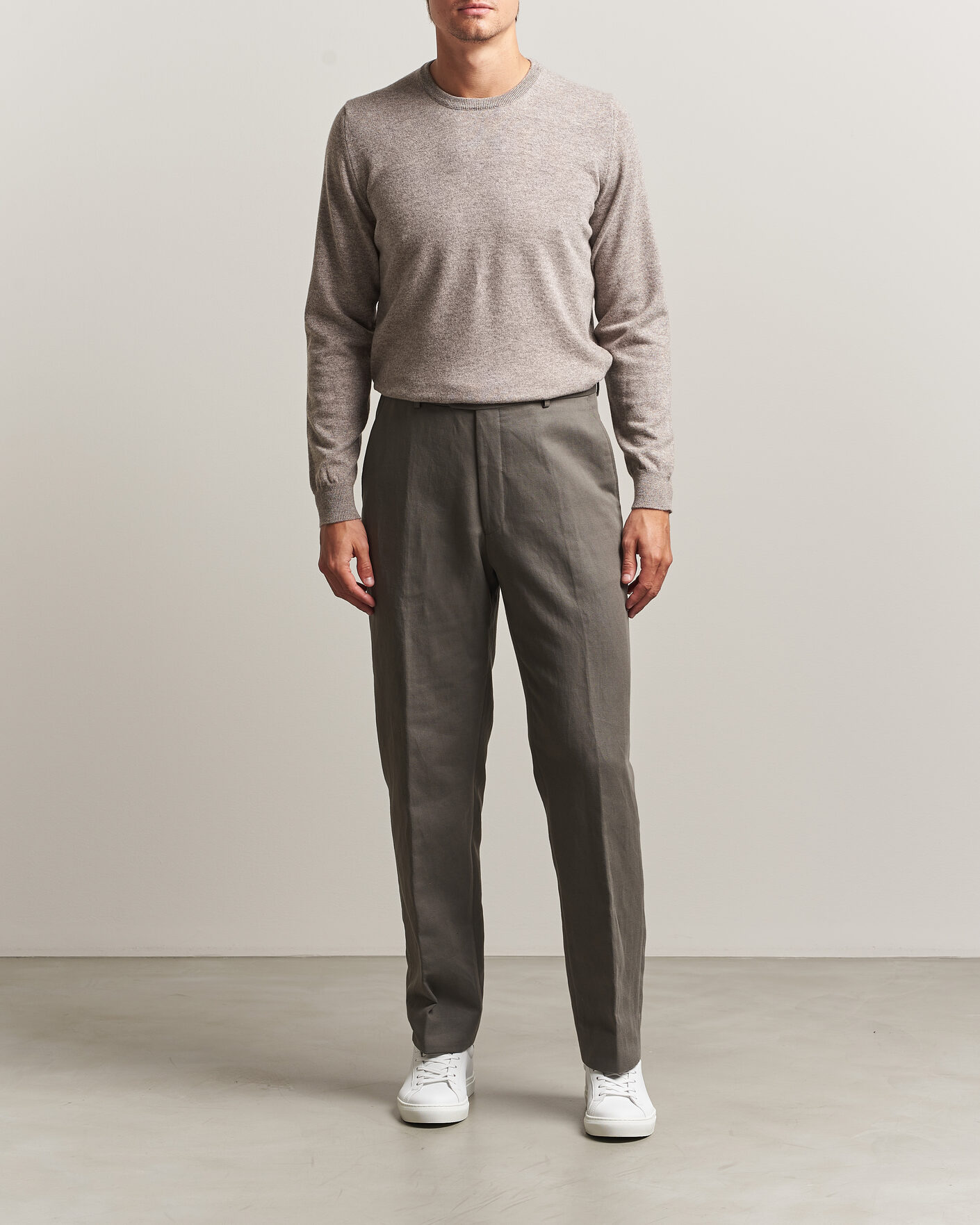Herr | Tröjor | Fedeli | Pure Cashmere Crew Neck Beige Melange