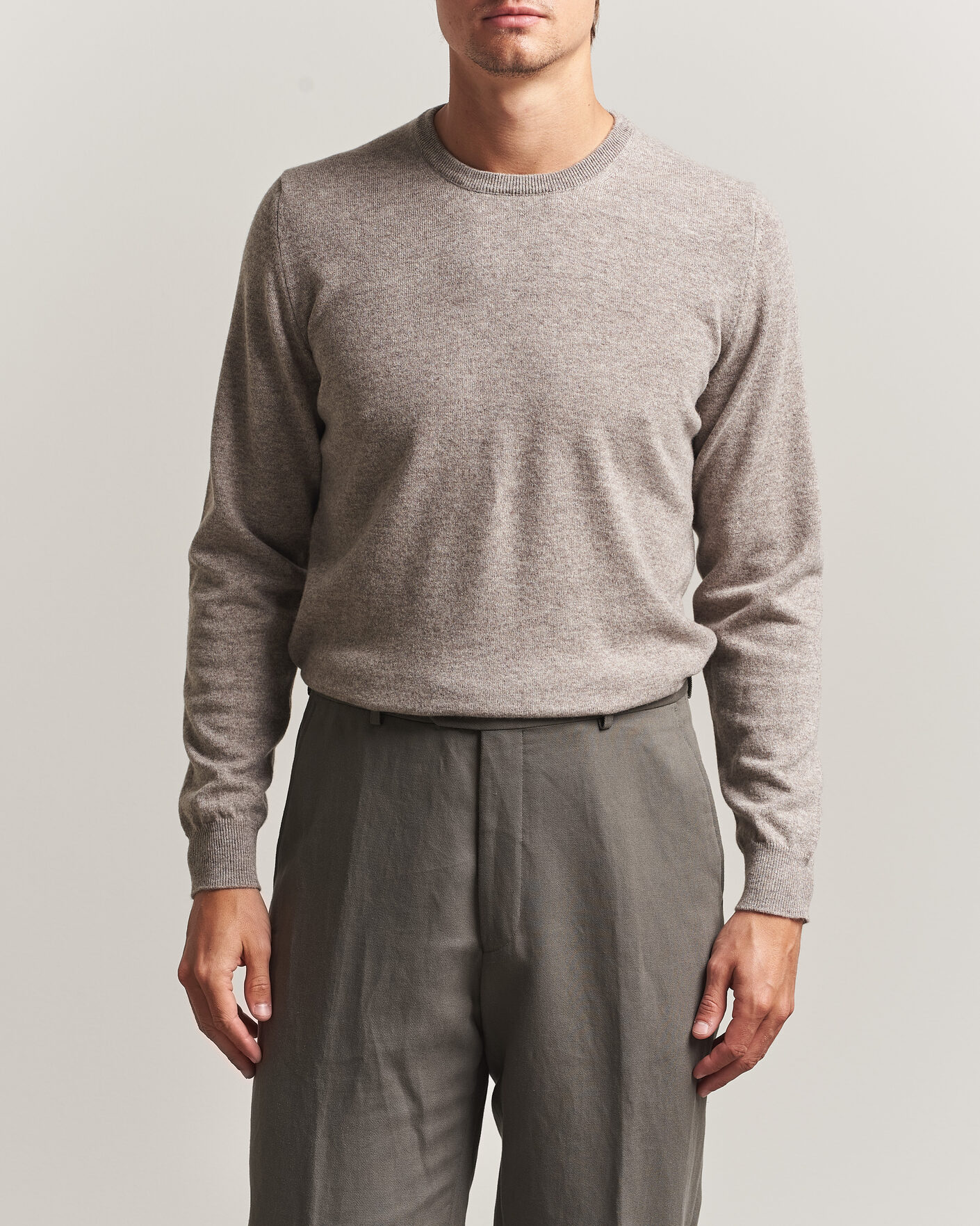 Herr | Tröjor | Fedeli | Pure Cashmere Crew Neck Beige Melange