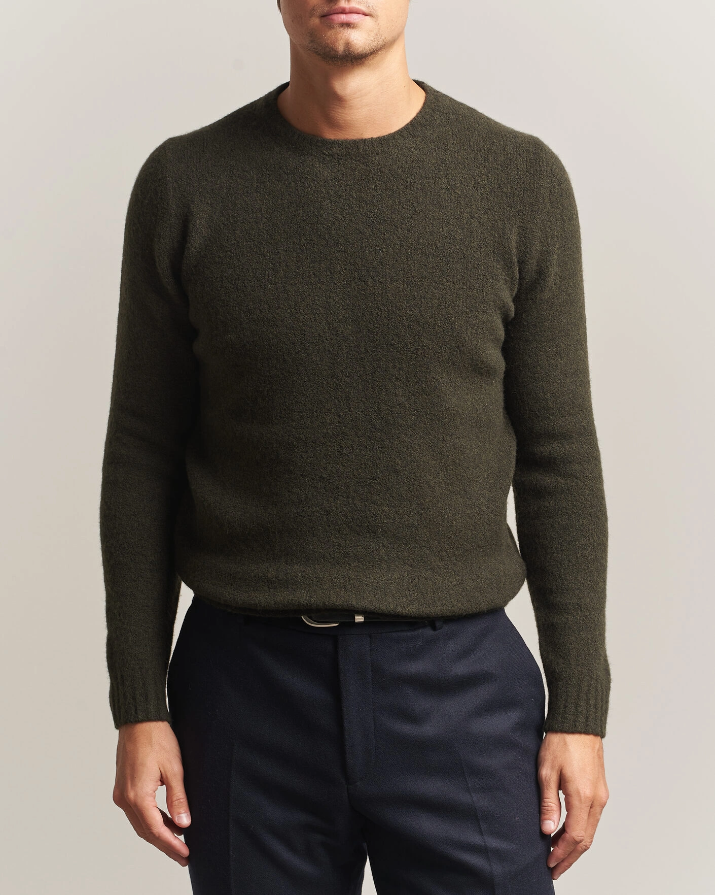Herr | Tröjor | Fedeli | Cashmere Blend Boucle Sweater Forest Green