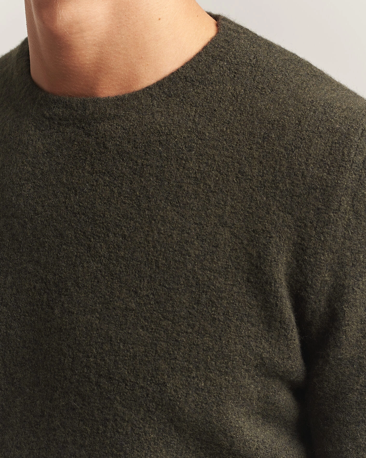 Herr | Tröjor | Fedeli | Cashmere Blend Boucle Sweater Forest Green