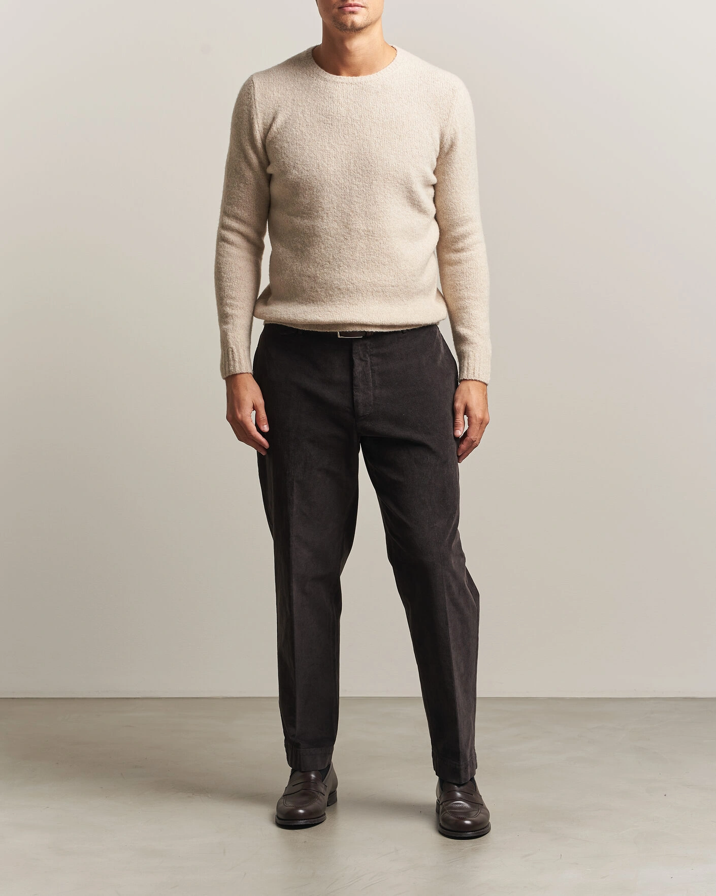 Herr | Tröjor | Fedeli | Cashmere Blend Boucle Sweater Light Grey