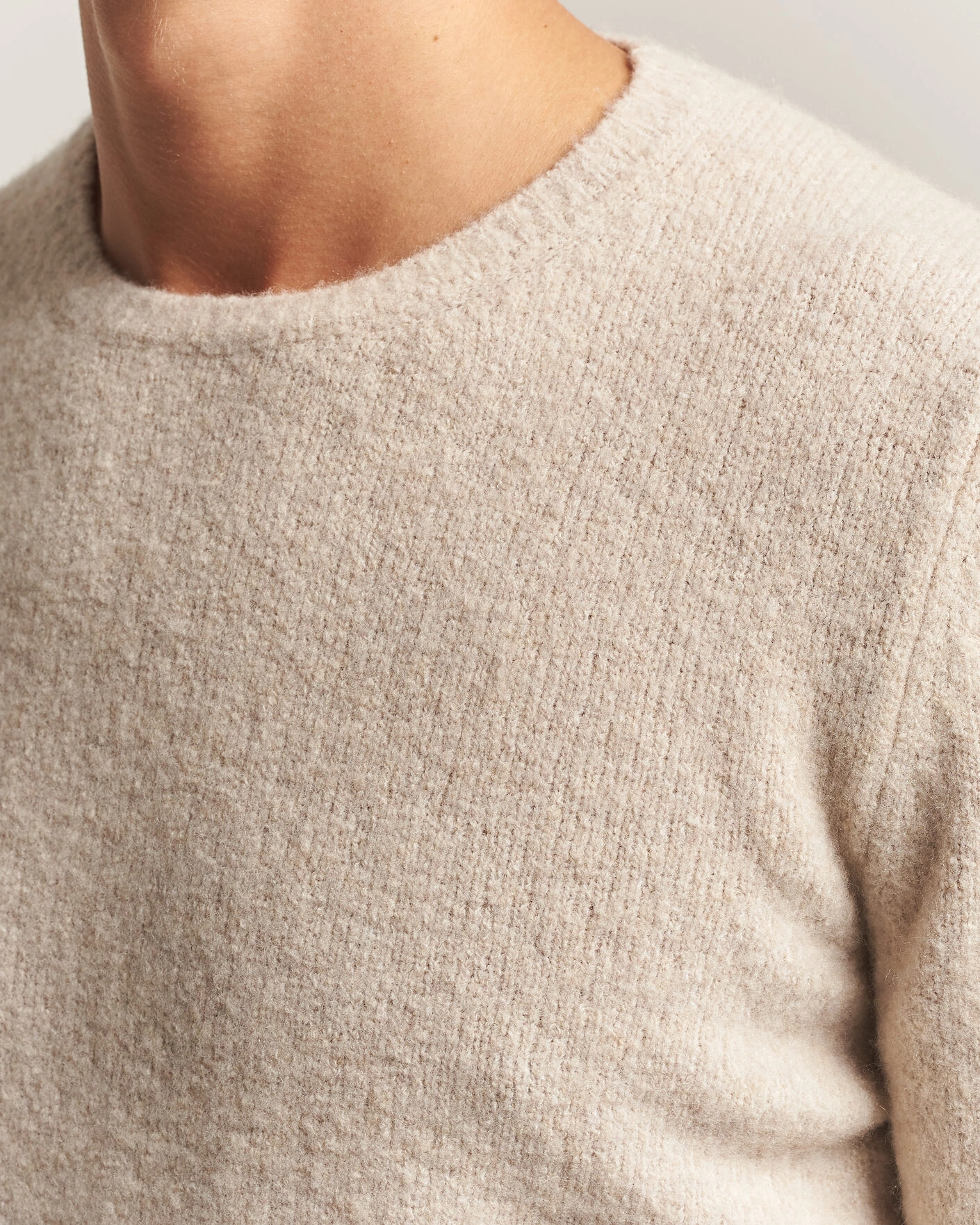 Herr | Tröjor | Fedeli | Cashmere Blend Boucle Sweater Light Grey