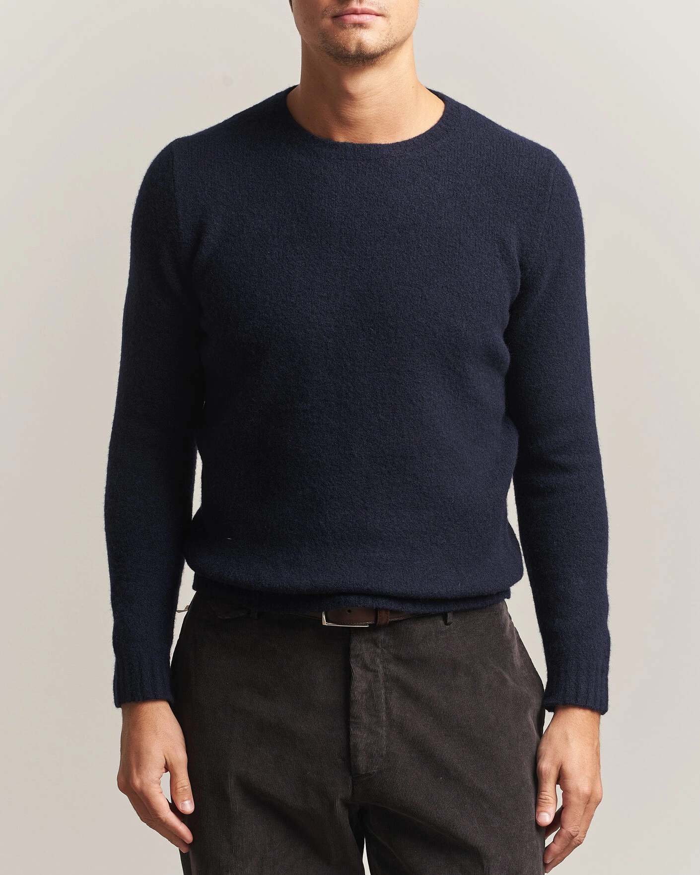 Herr | Tröjor | Fedeli | Cashmere Blend Boucle Sweater Navy