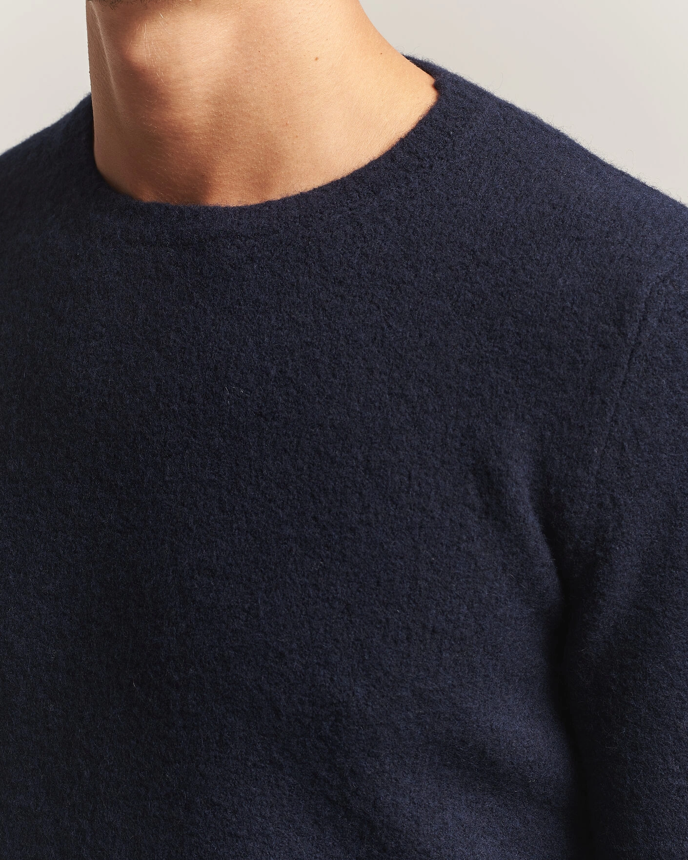 Herr | Tröjor | Fedeli | Cashmere Blend Boucle Sweater Navy