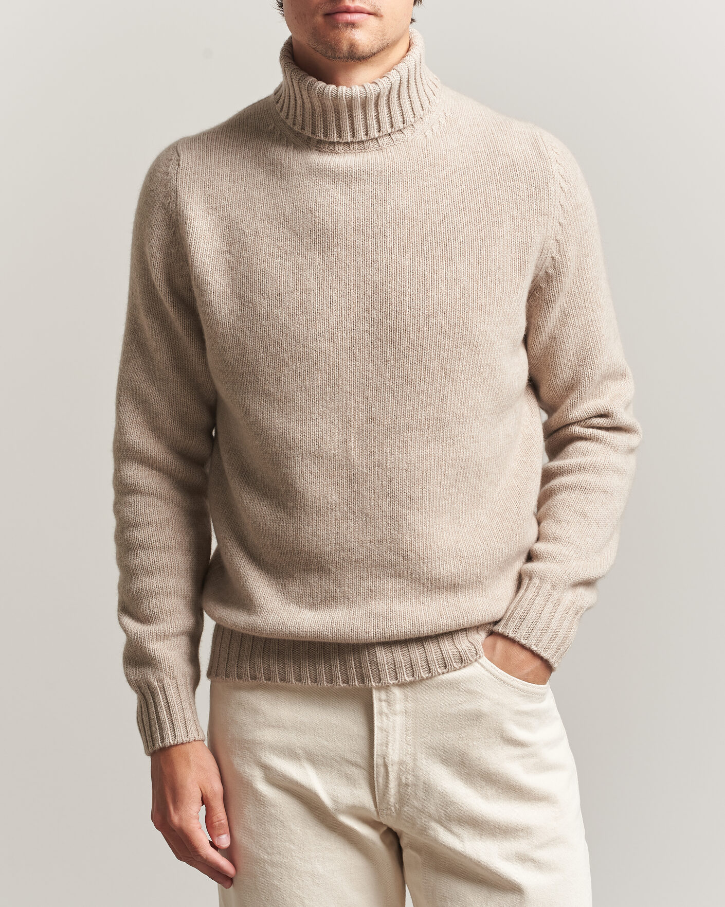 Herr | Tröjor | Fedeli | Wool/Cashmere Rollneck Beige