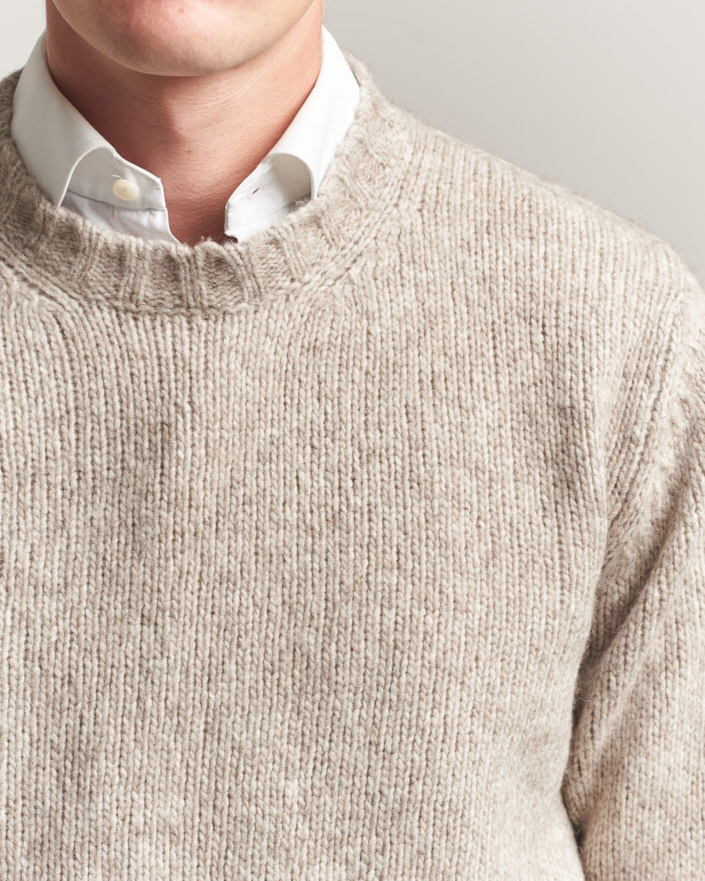 Herr | Tröjor | Fedeli | Yak Blend Sweater Beige Melange