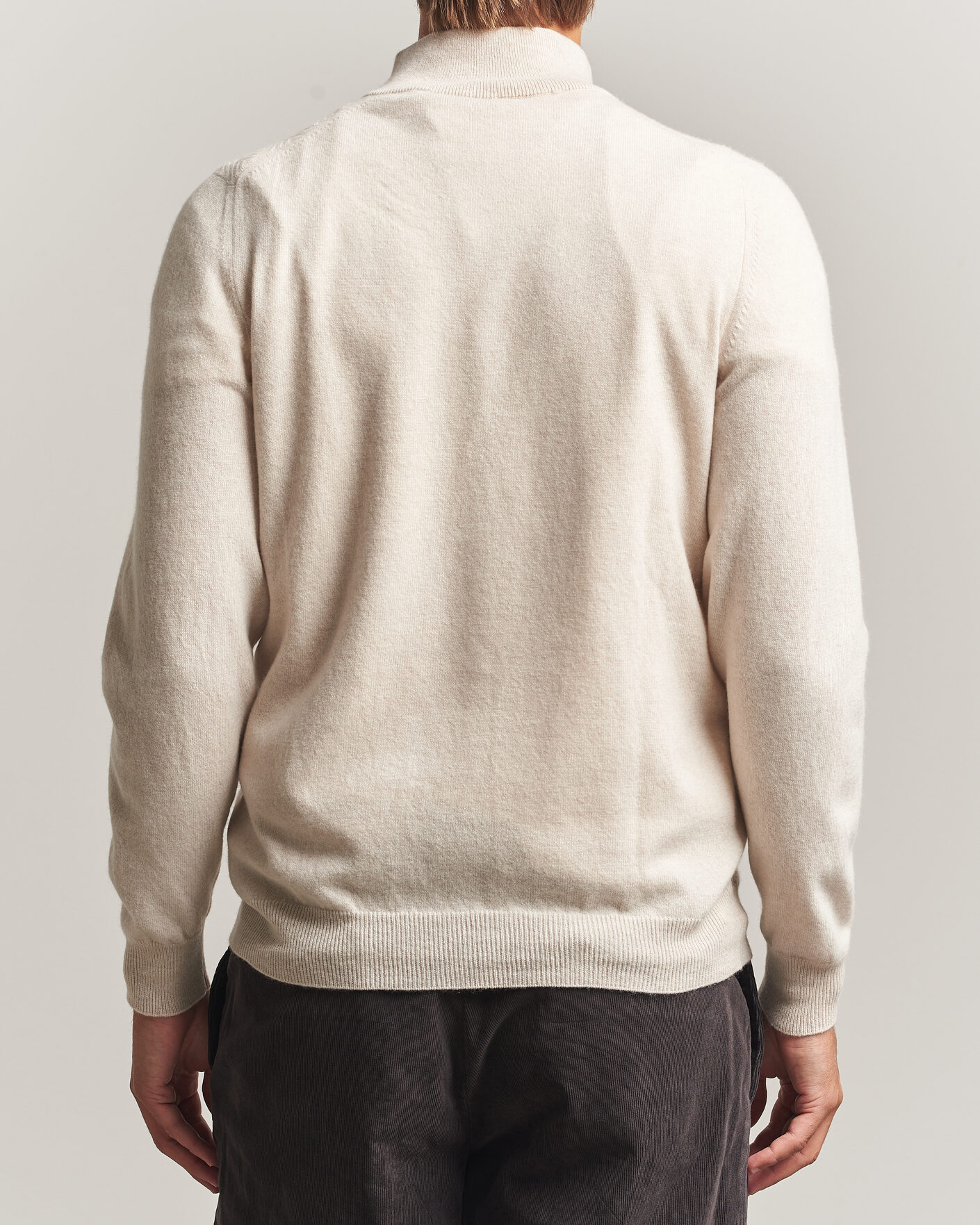 Herr | Tröjor | Fedeli | Wool/Cashmere Chevron Half Zip Light Beige
