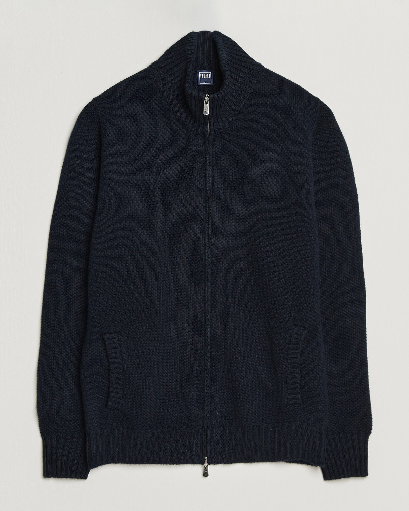 Herr | Tröjor | Fedeli | Wool/Cashmere Honeycomb Full Zip Navy