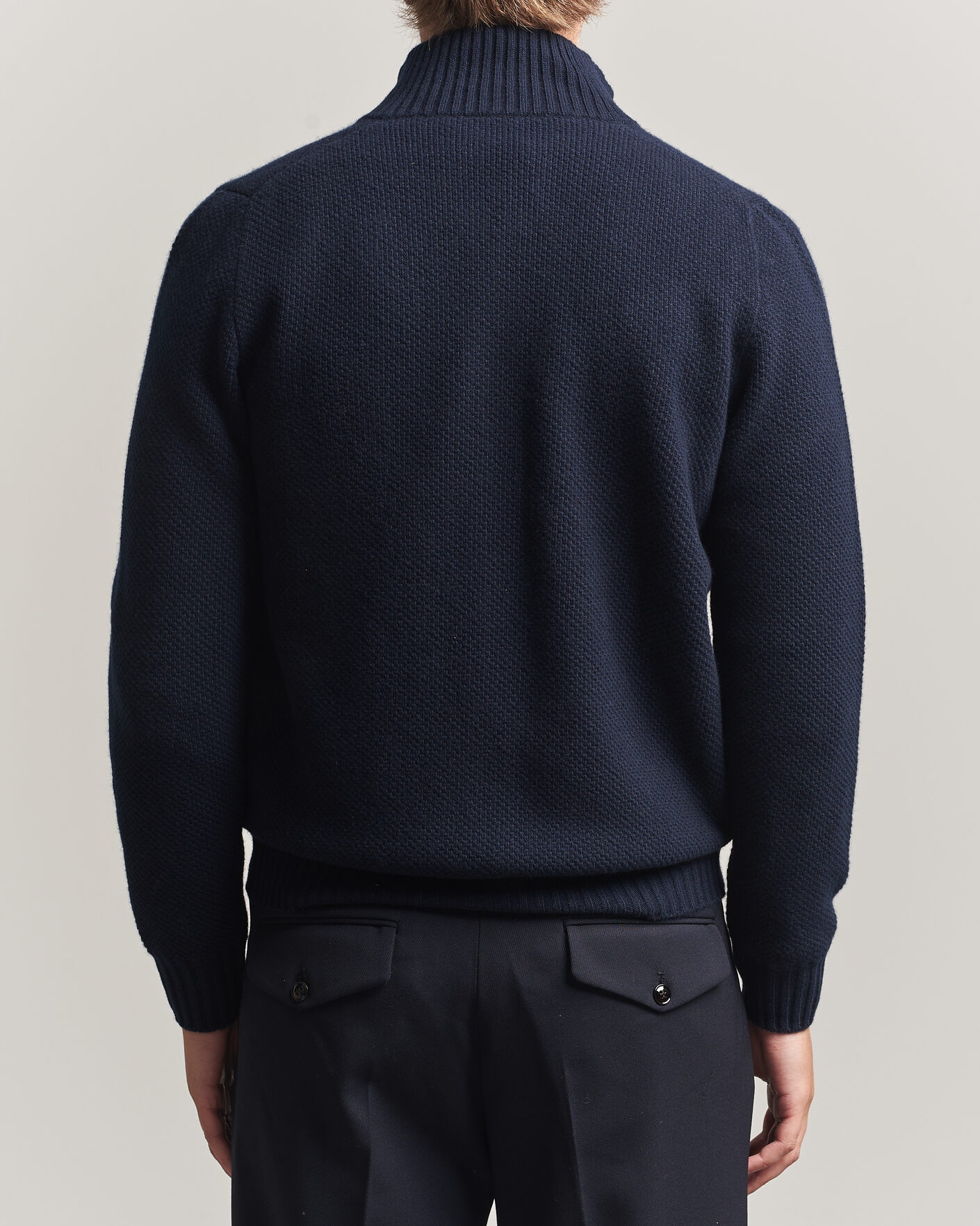 Herr | Tröjor | Fedeli | Wool/Cashmere Honeycomb Full Zip Navy